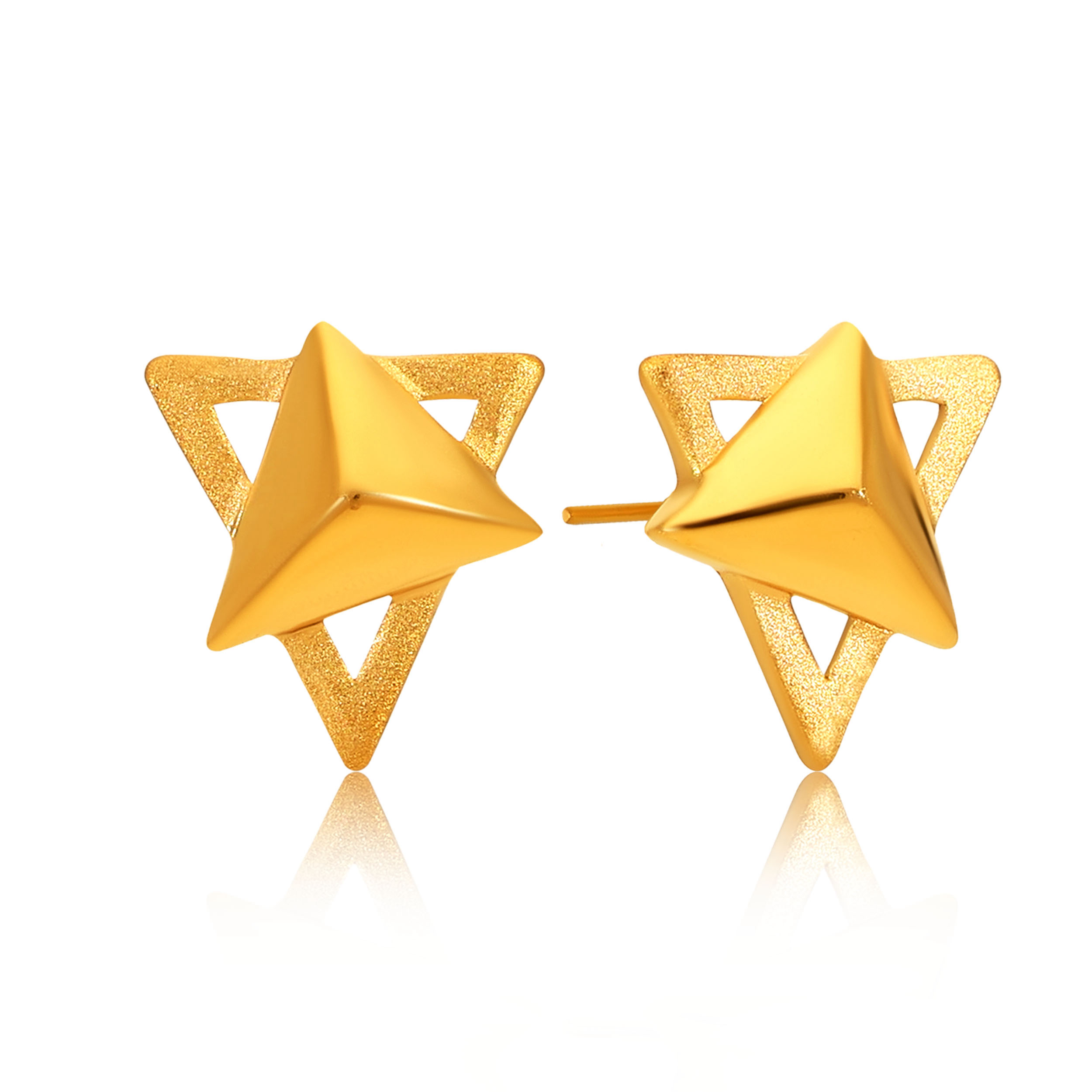 Chic Pyramid Gold Studs - Senco Gold and Diamonds