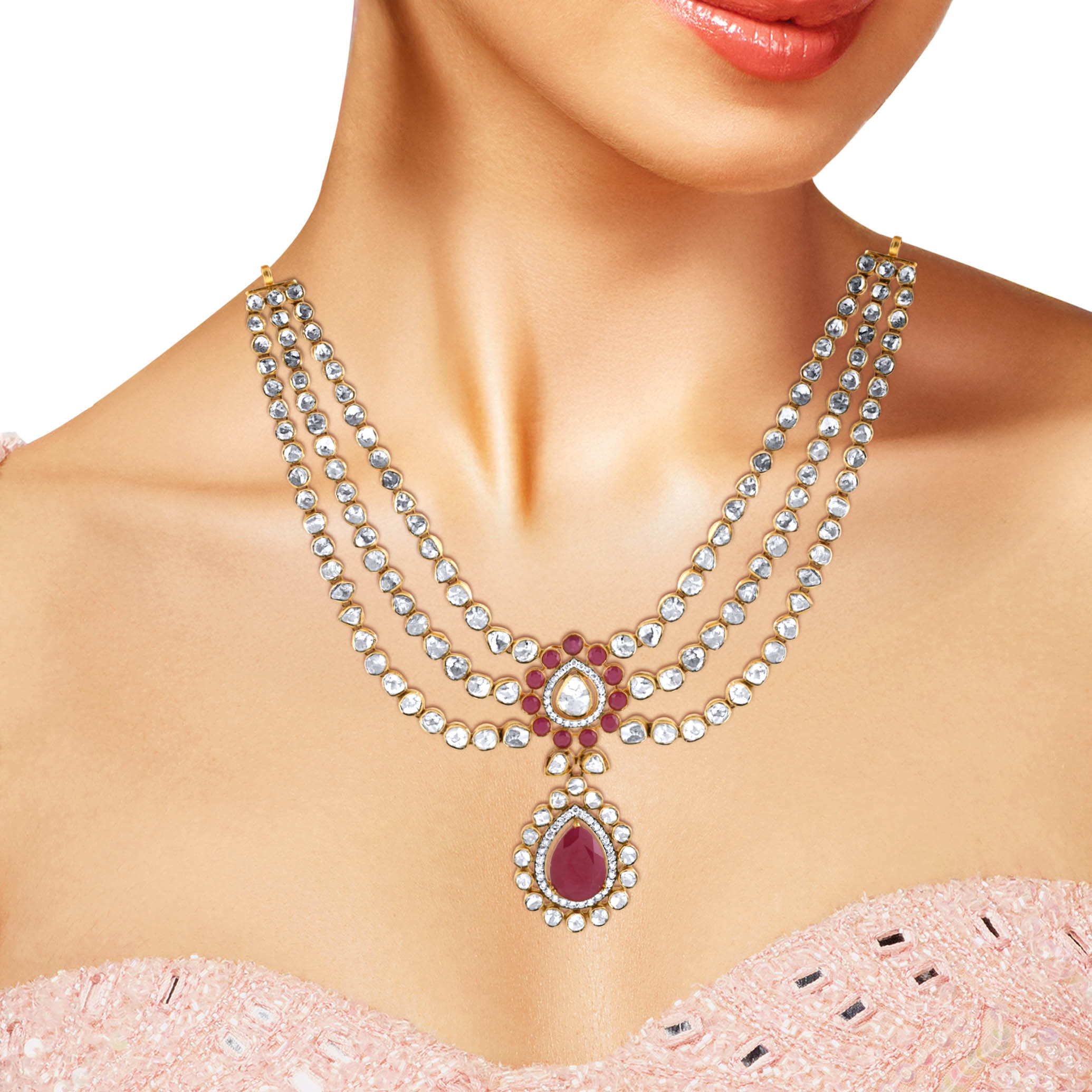 Opulent Triple Layer Statement Diamond Necklace - Senco Gold and Diamonds