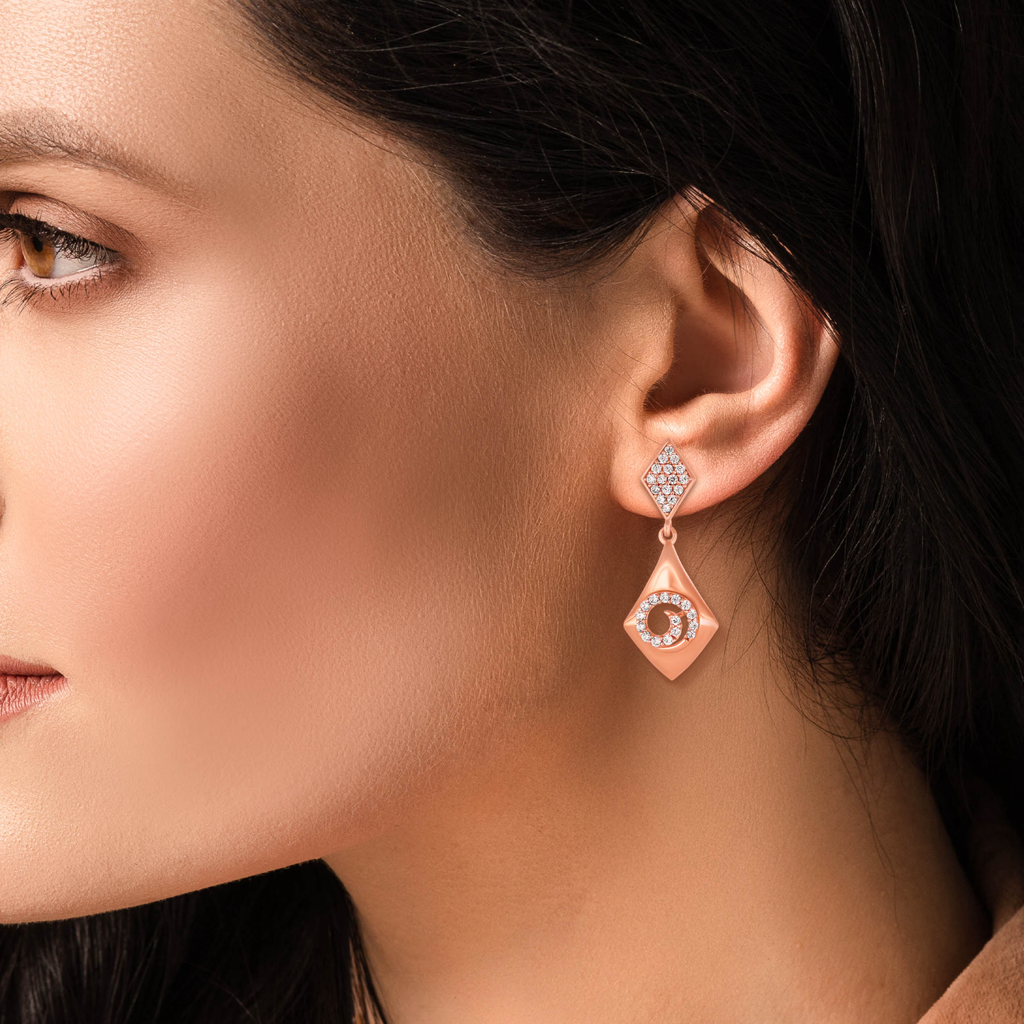 Opaline Rosette Gold Drop Earrings - Senco Gold and Diamonds