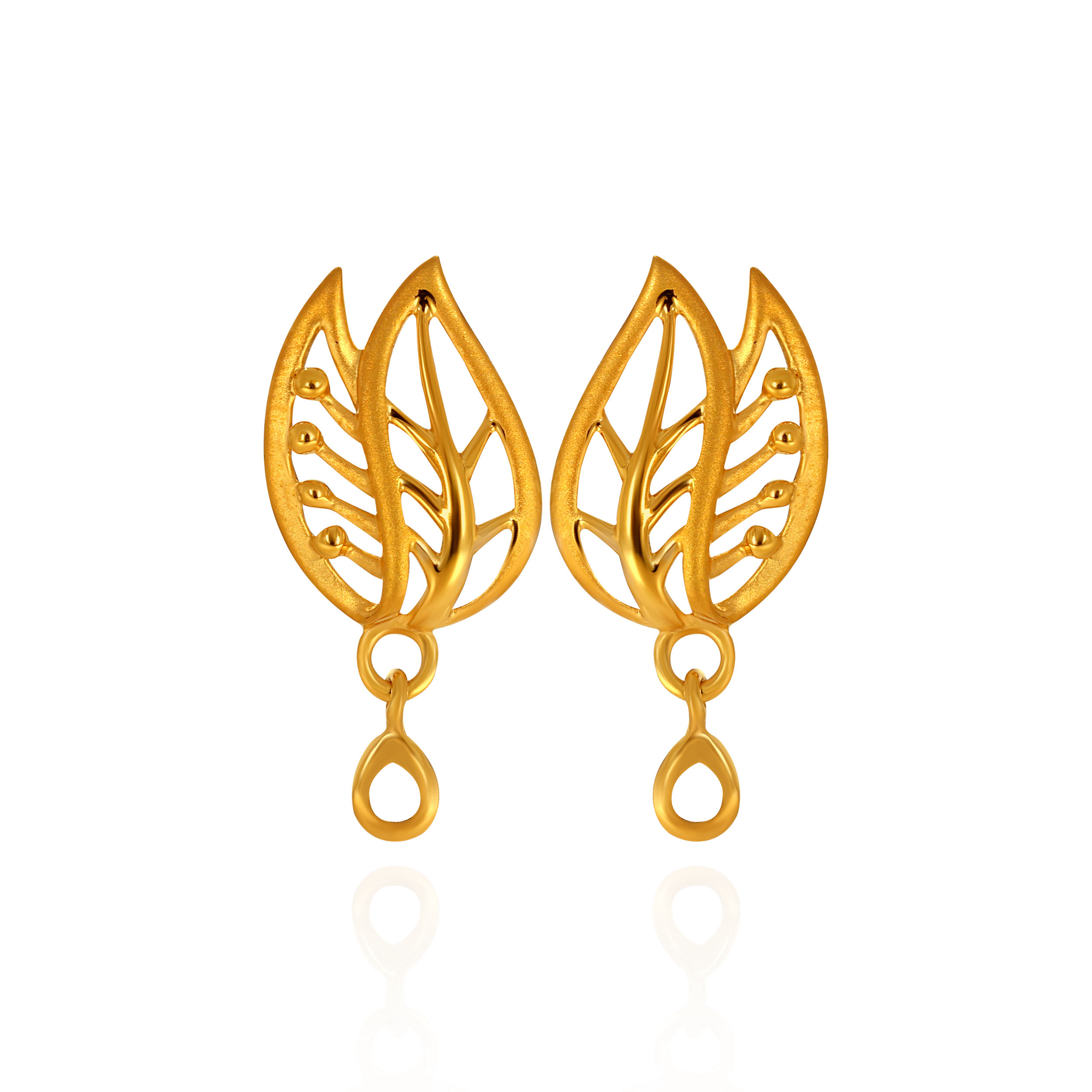 Leaf Silhouette Gold Drop Earrings - Senco Gold and Diamonds