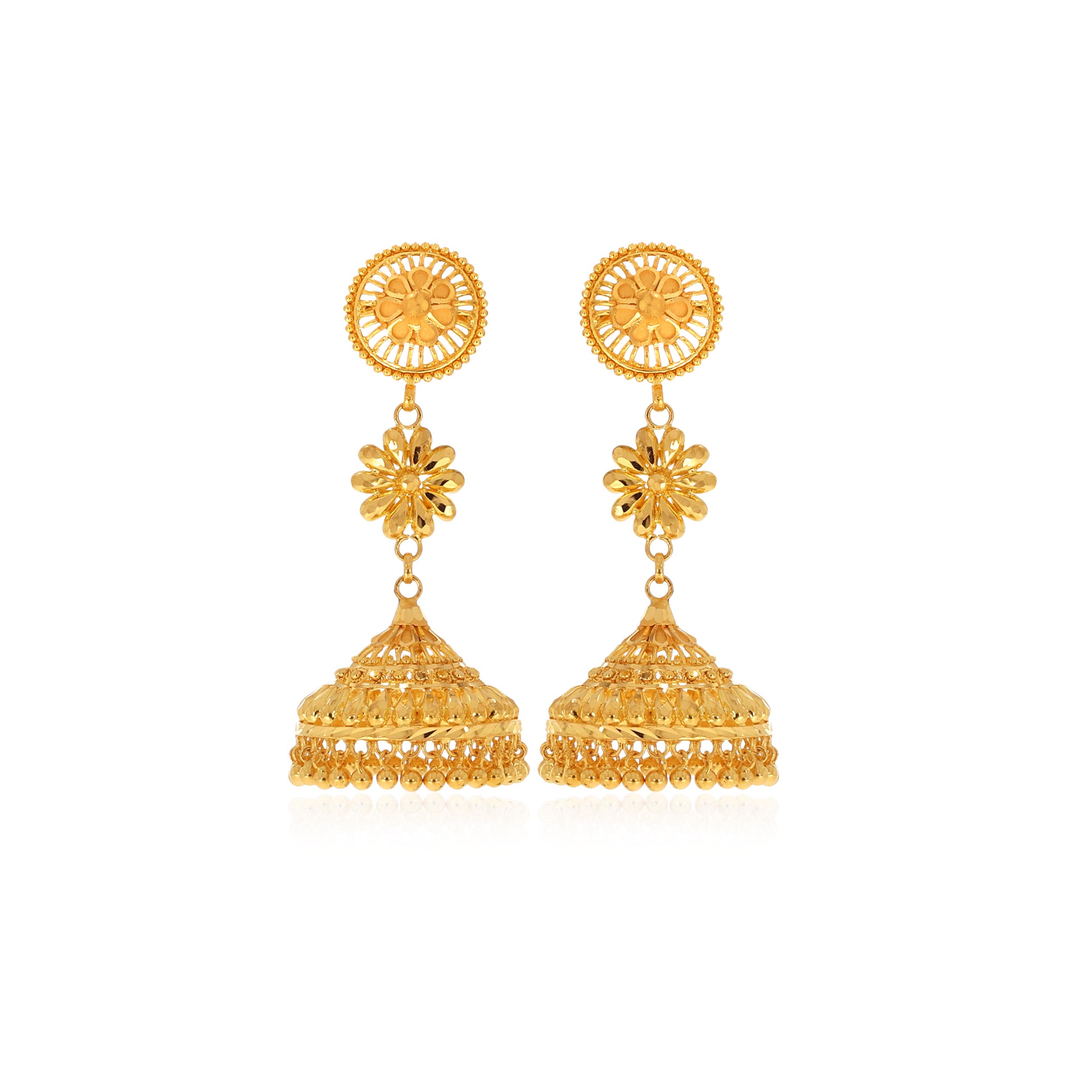 Bloomed Shagun Gold Jhumka Earrings - Senco Gold and Diamonds