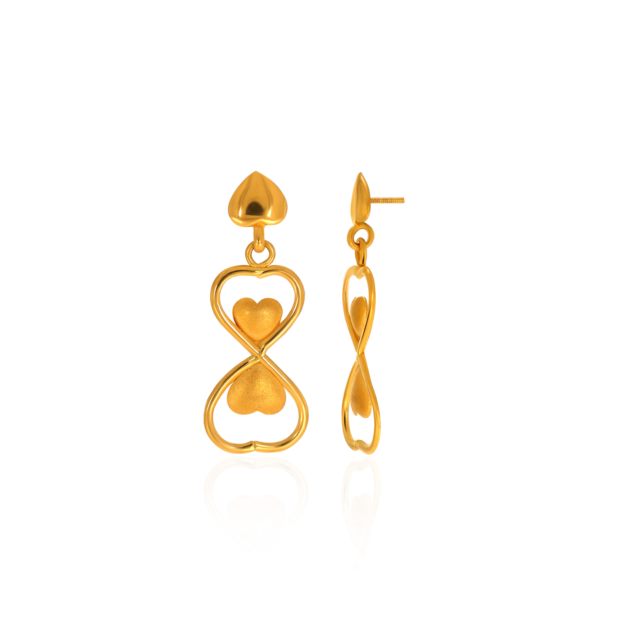 Adorable Hourglass Gold Drop Earrings - Senco Gold and Diamonds