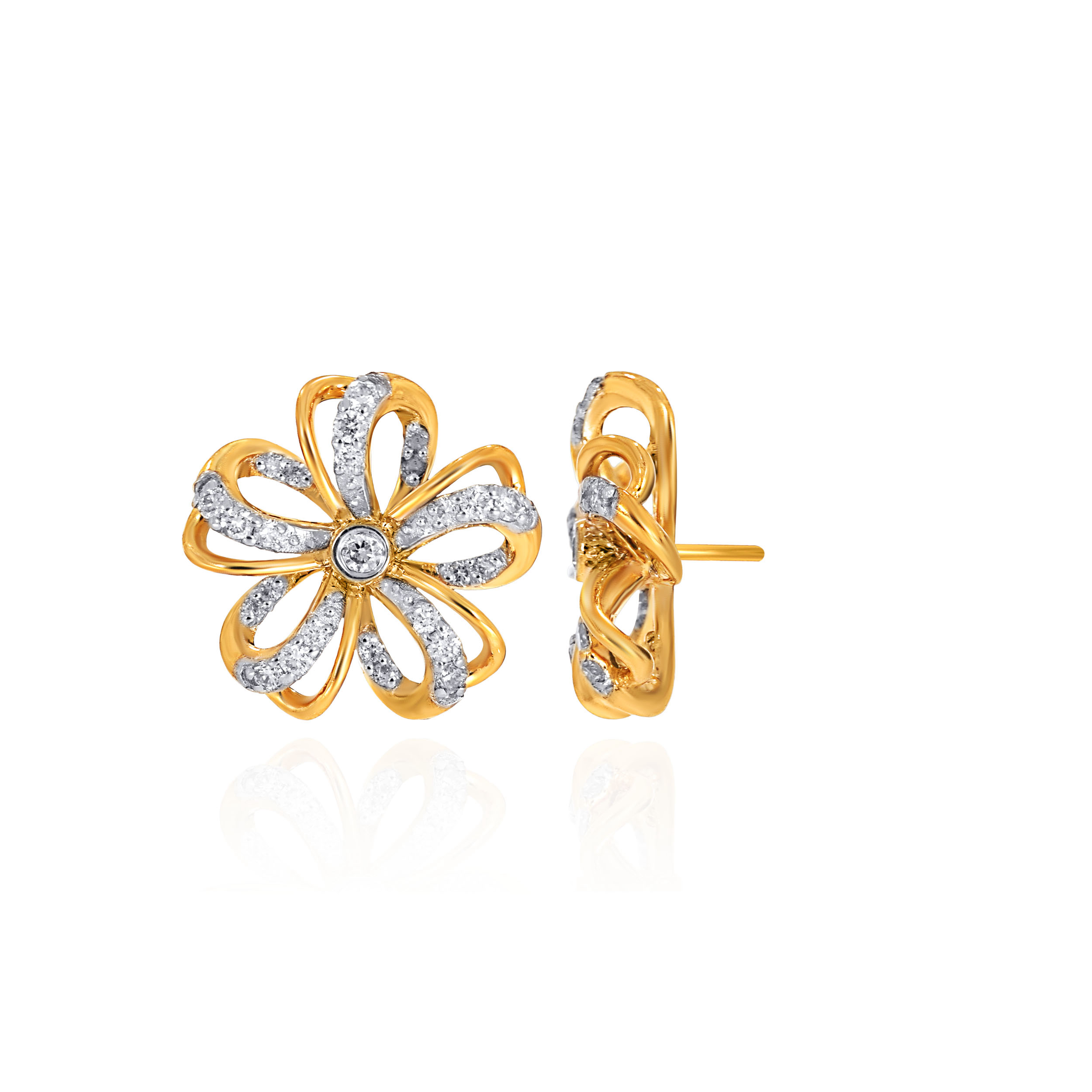 Ribbon Bloom Diamond Studs - Senco Gold and Diamonds
