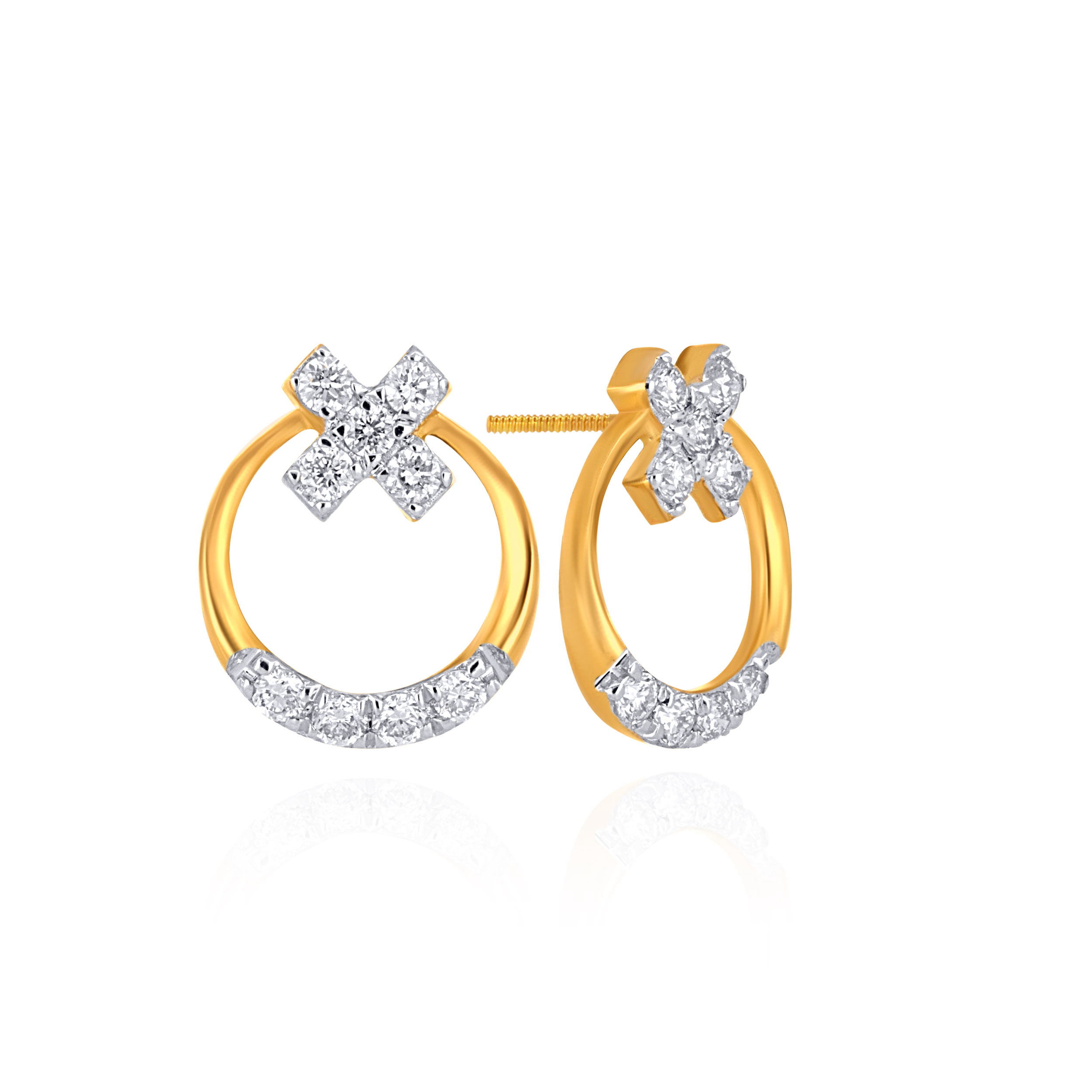 Twinkle Cross Diamond Hoops - Senco Gold and Diamonds
