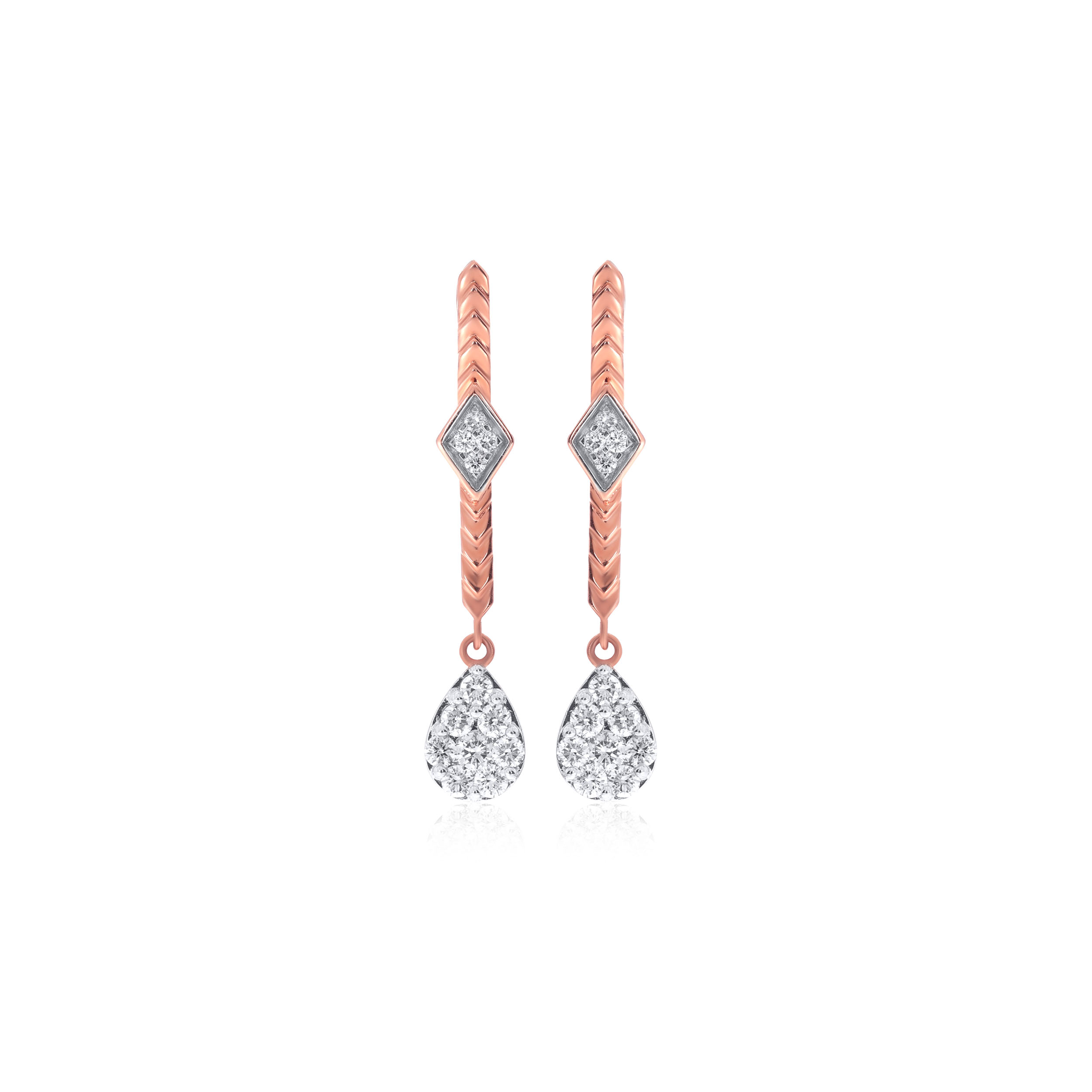 Sleek Droplet Diamond Hoop Earrings - Senco Gold and Diamonds