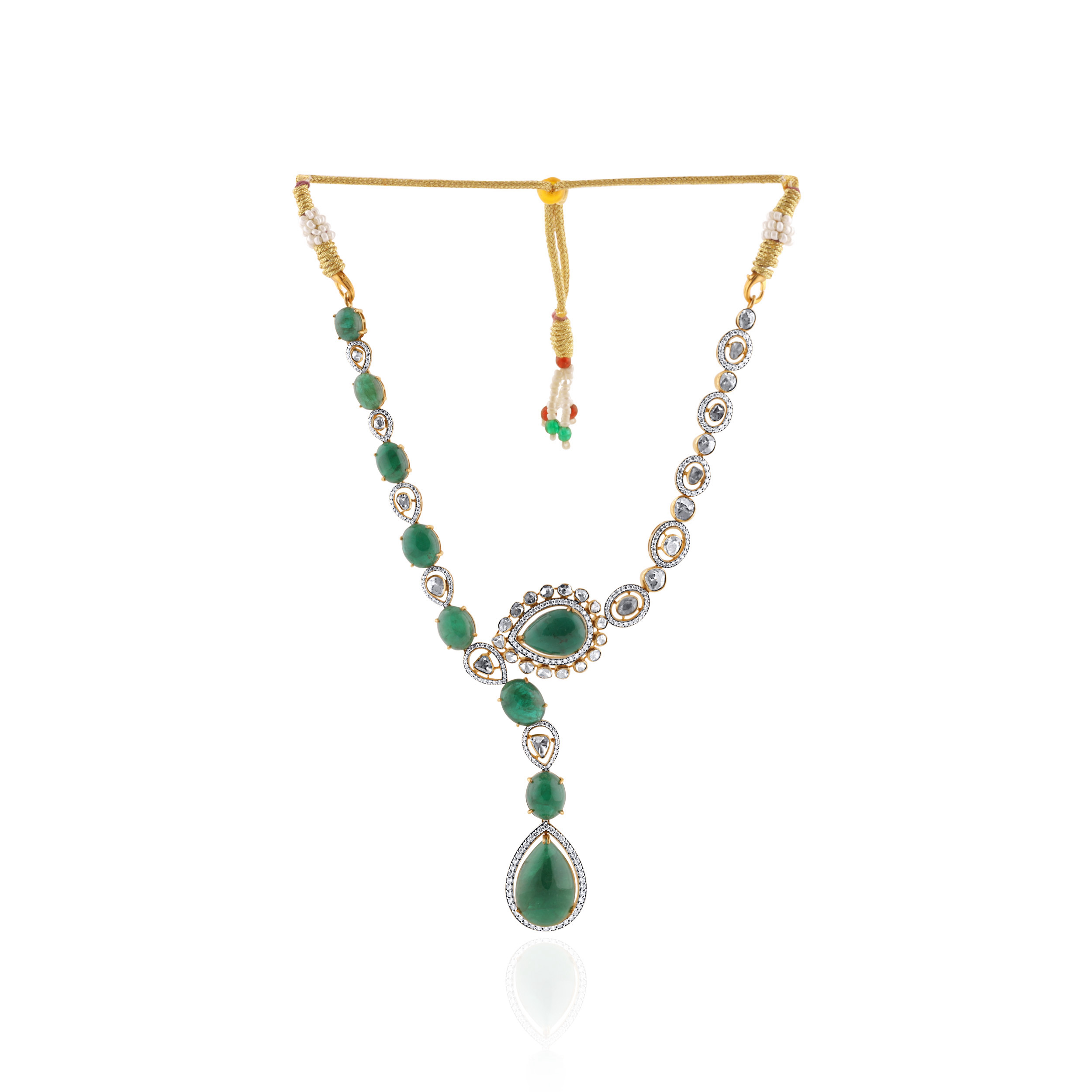 Verdant Majesty Polki Diamond Necklace - Senco Gold and Diamonds