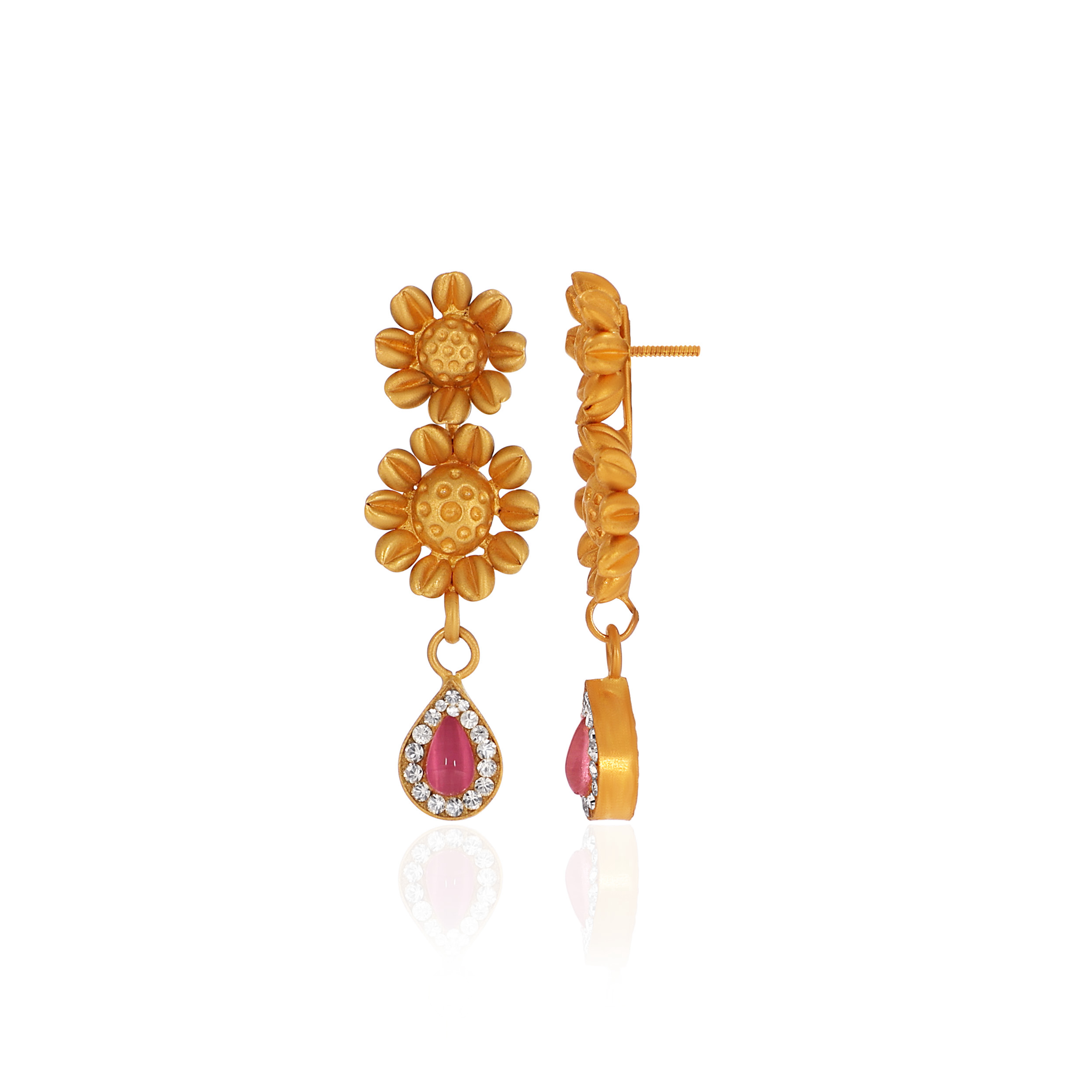 22K Yellow Gold Antique Kundan Drop Earrings-GPGN-D000779687 - Senco Gold and Diamonds