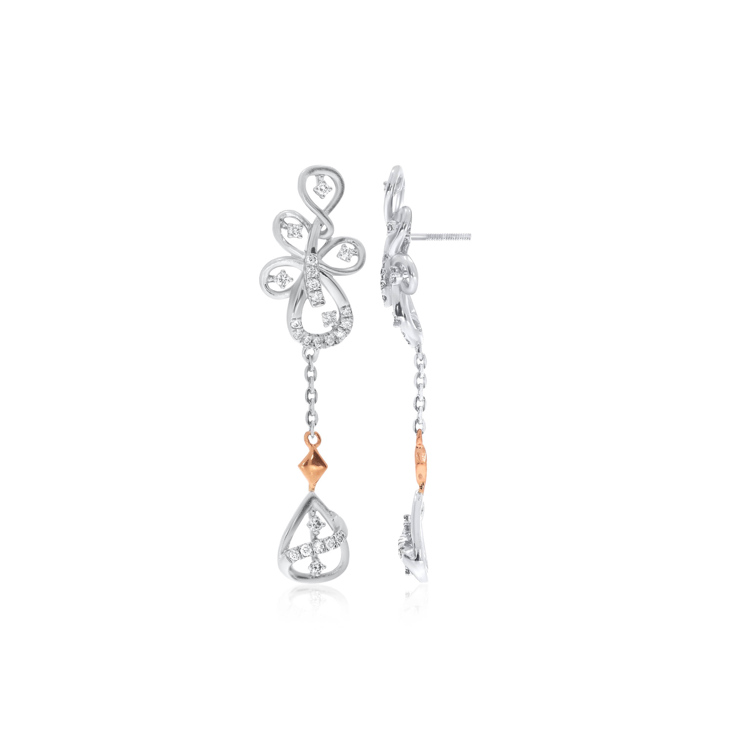Entangled Beauty Platinum Long Earrings - Senco Gold and Diamonds
