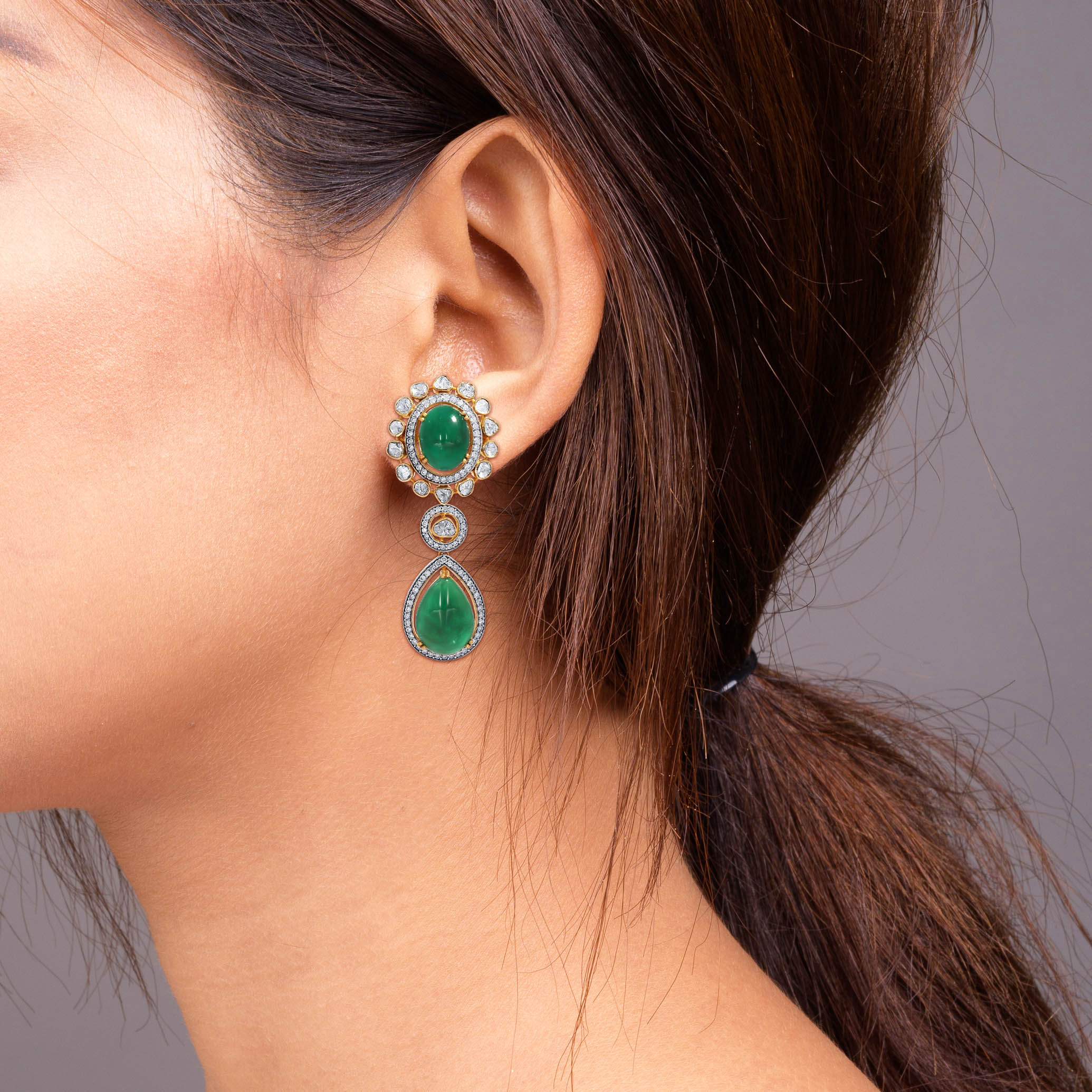 Verdant Resplendence Diamond Drop Earrings - Senco Gold and Diamonds