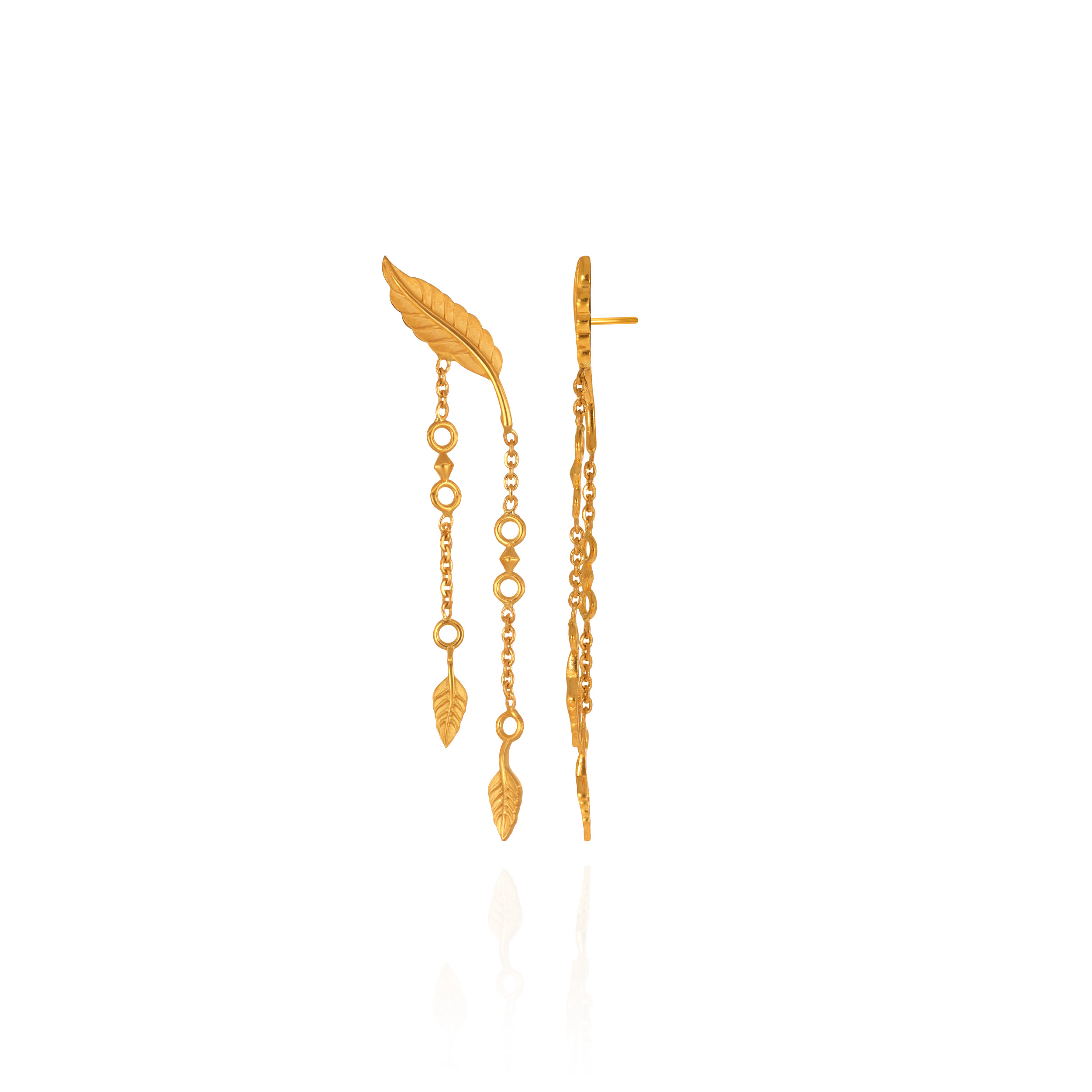 Dainty Leaf Trail Gold Earrings - Senco Gold and Diamonds