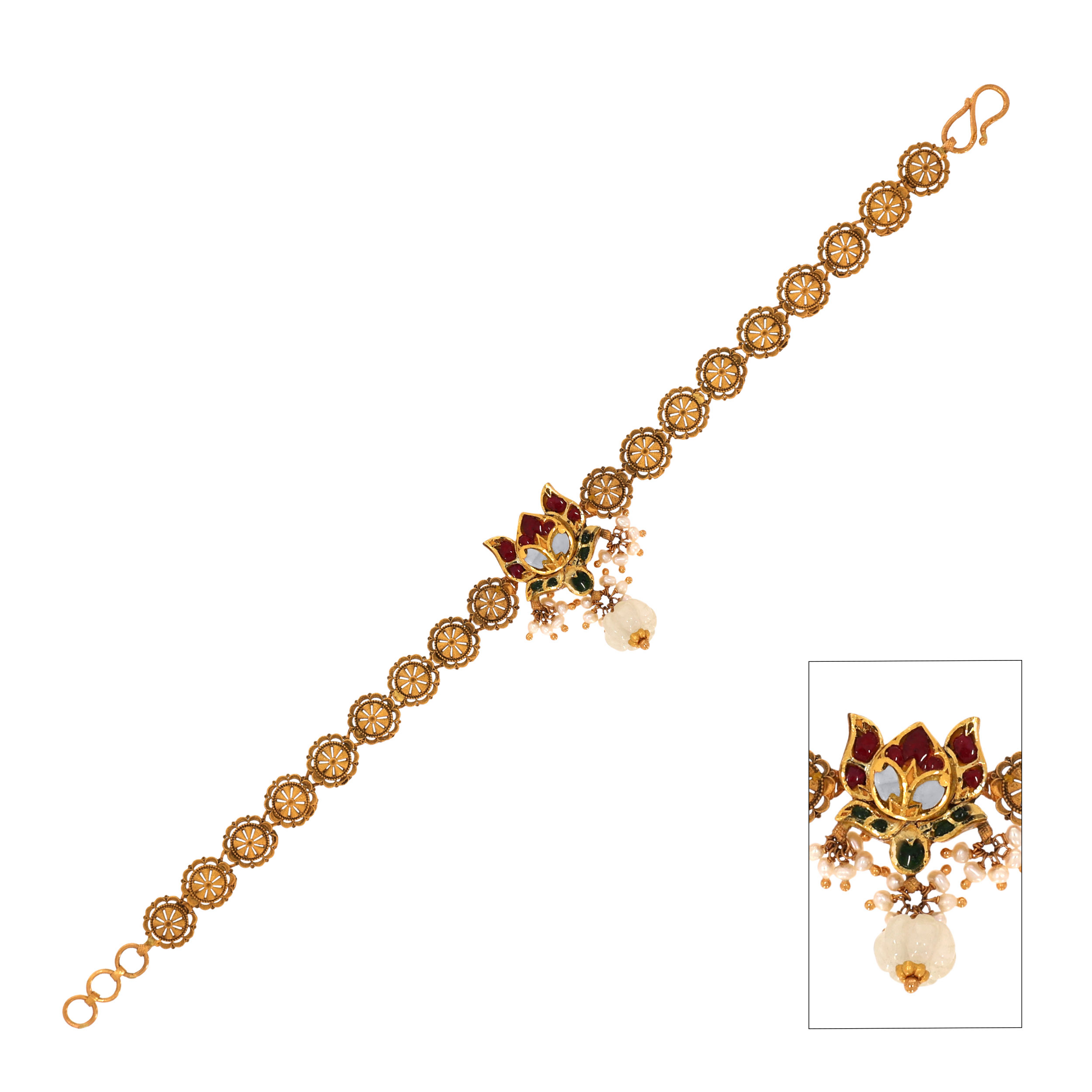 22K Yellow Gold Kundan Bracelet-GWL-D000788054 - Senco Gold and Diamonds