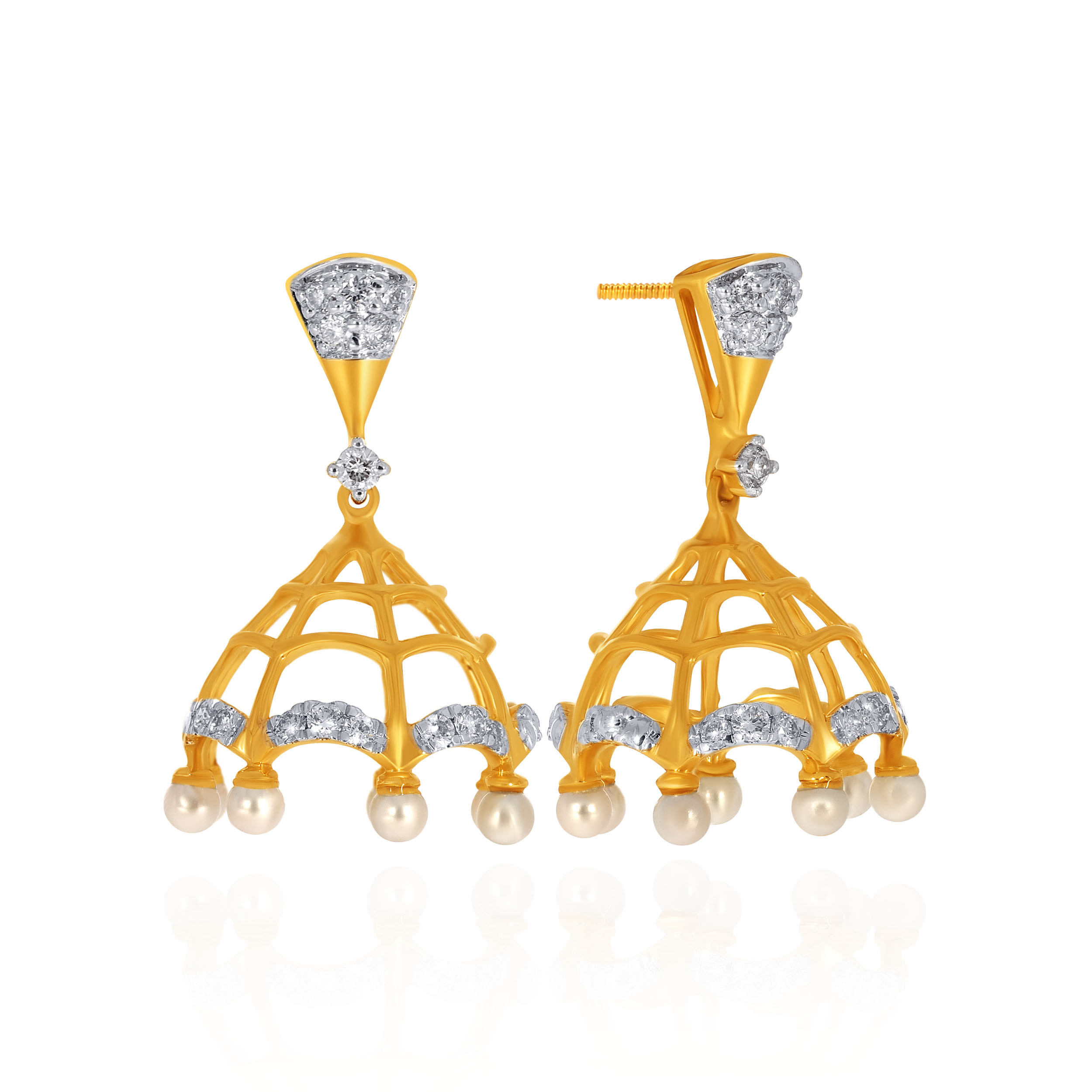Festive Splendour Diamond Jhumkas - Senco Gold and Diamonds