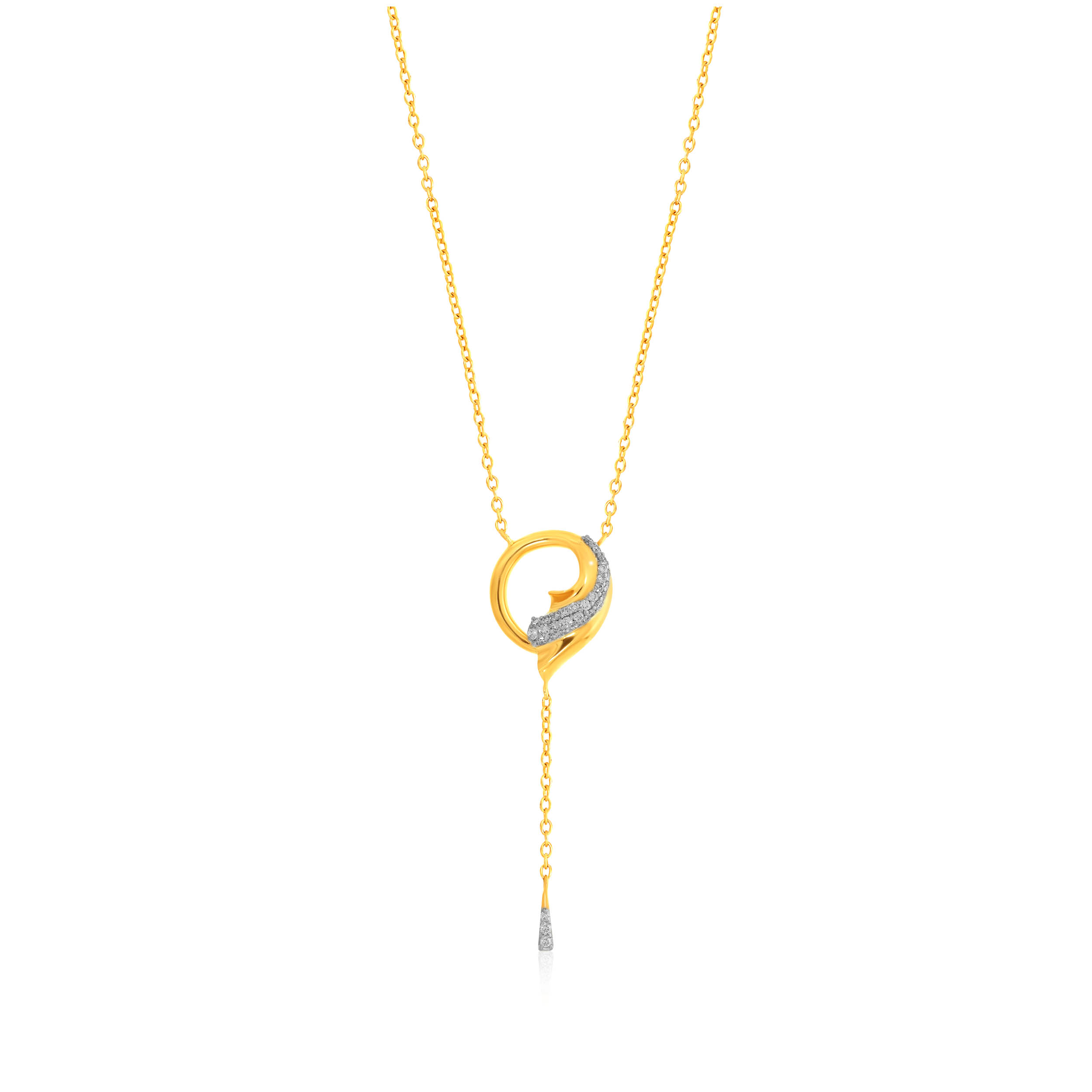 Artsy Fold Diamond Chain Pendant - Senco Gold and Diamonds