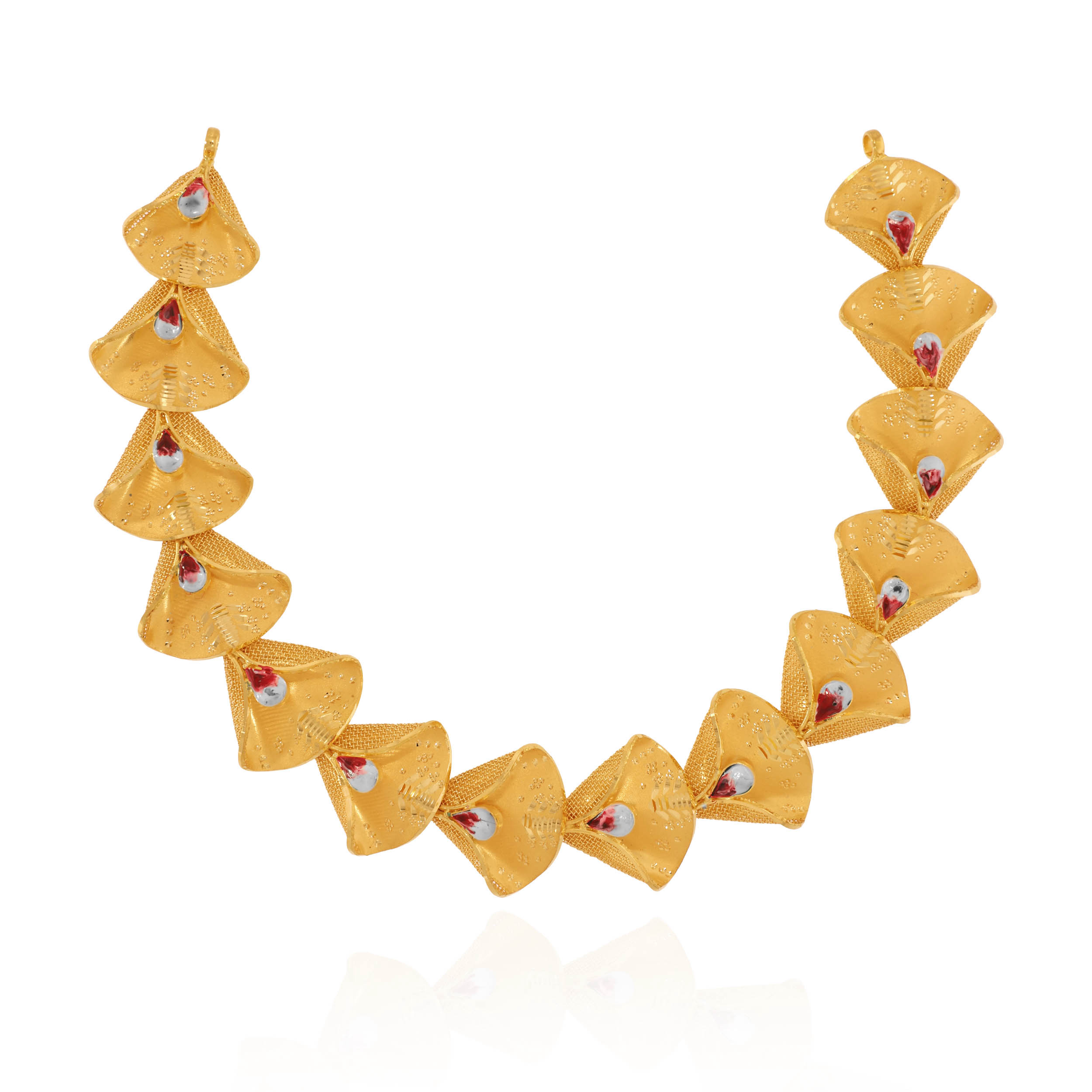 Crimson Fan Motif Gold Necklace - Senco Gold and Diamonds