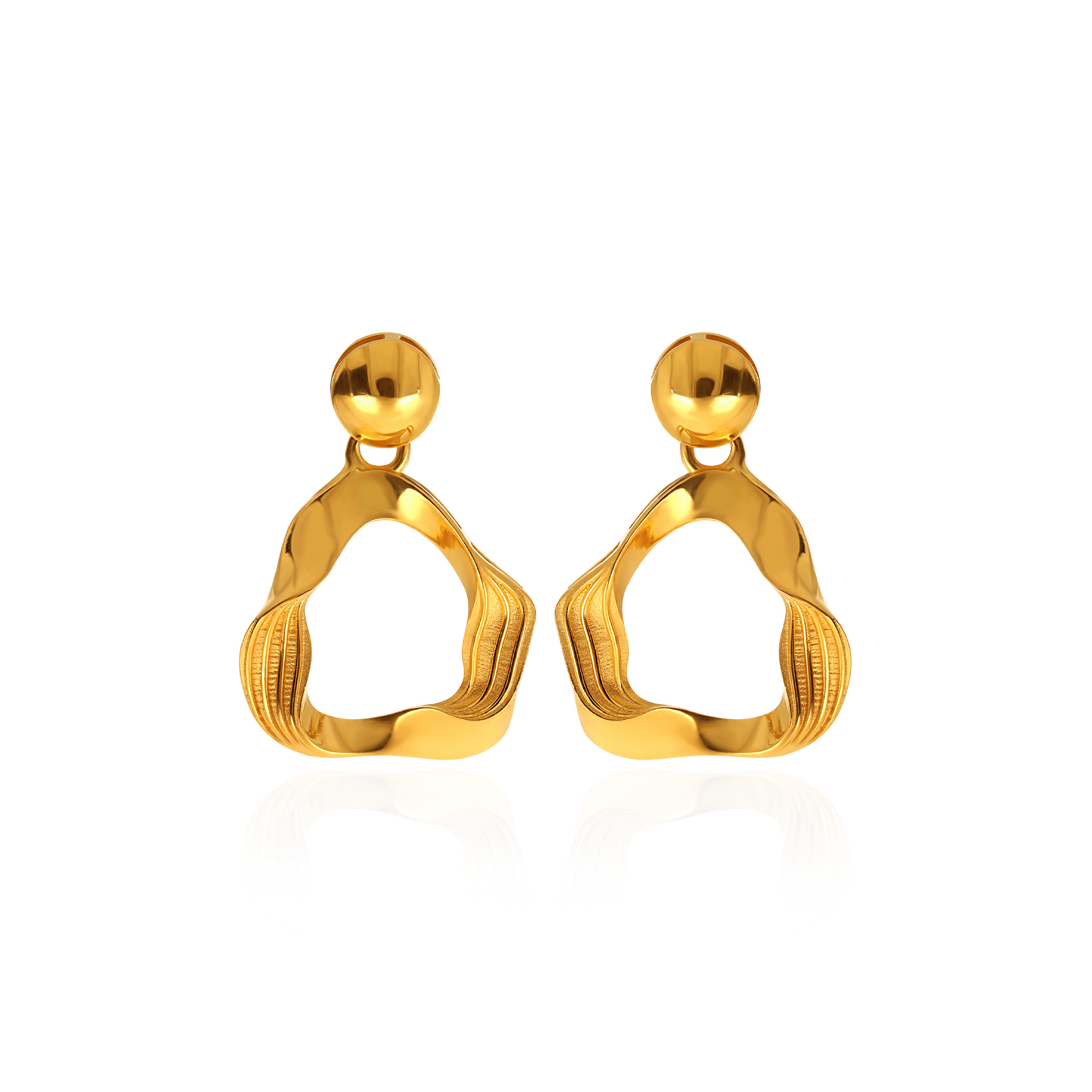 Twisted Wave Gold Drop Earrings - Senco Gold and Diamonds