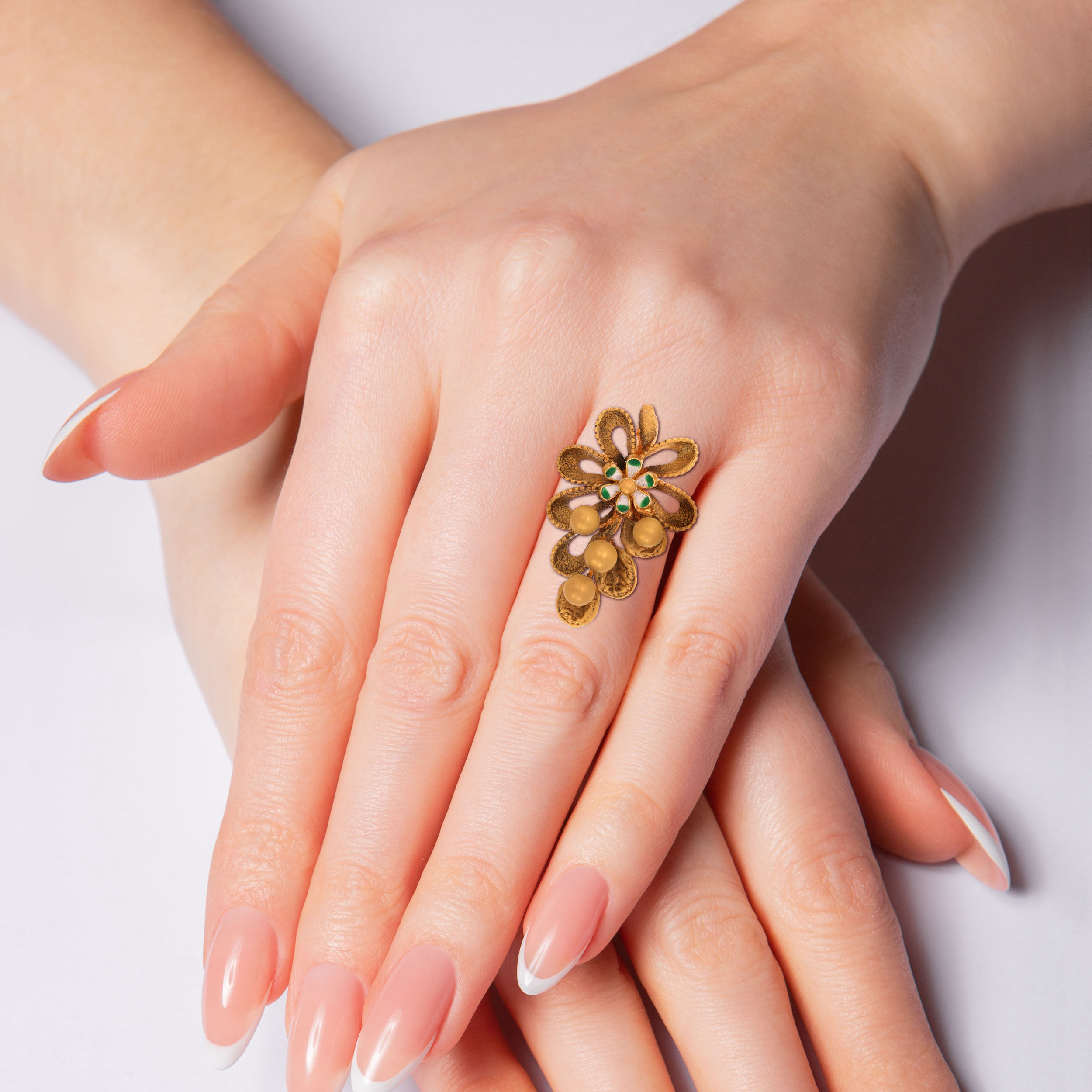 22K Yellow Gold Kundan Ring-GLR-D000765122 - Senco Gold and Diamonds