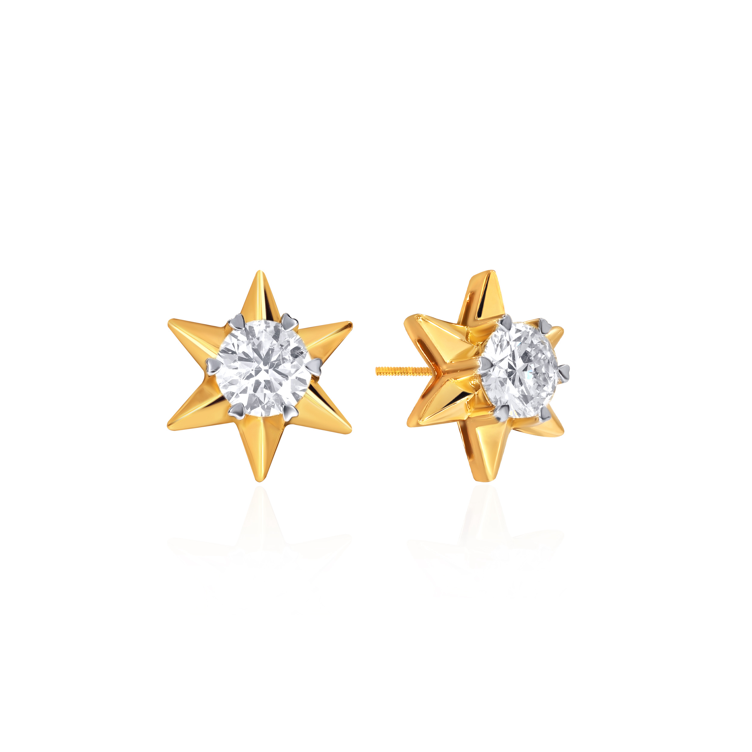 Starry Sheen Solitaire Studs - Senco Gold and Diamonds