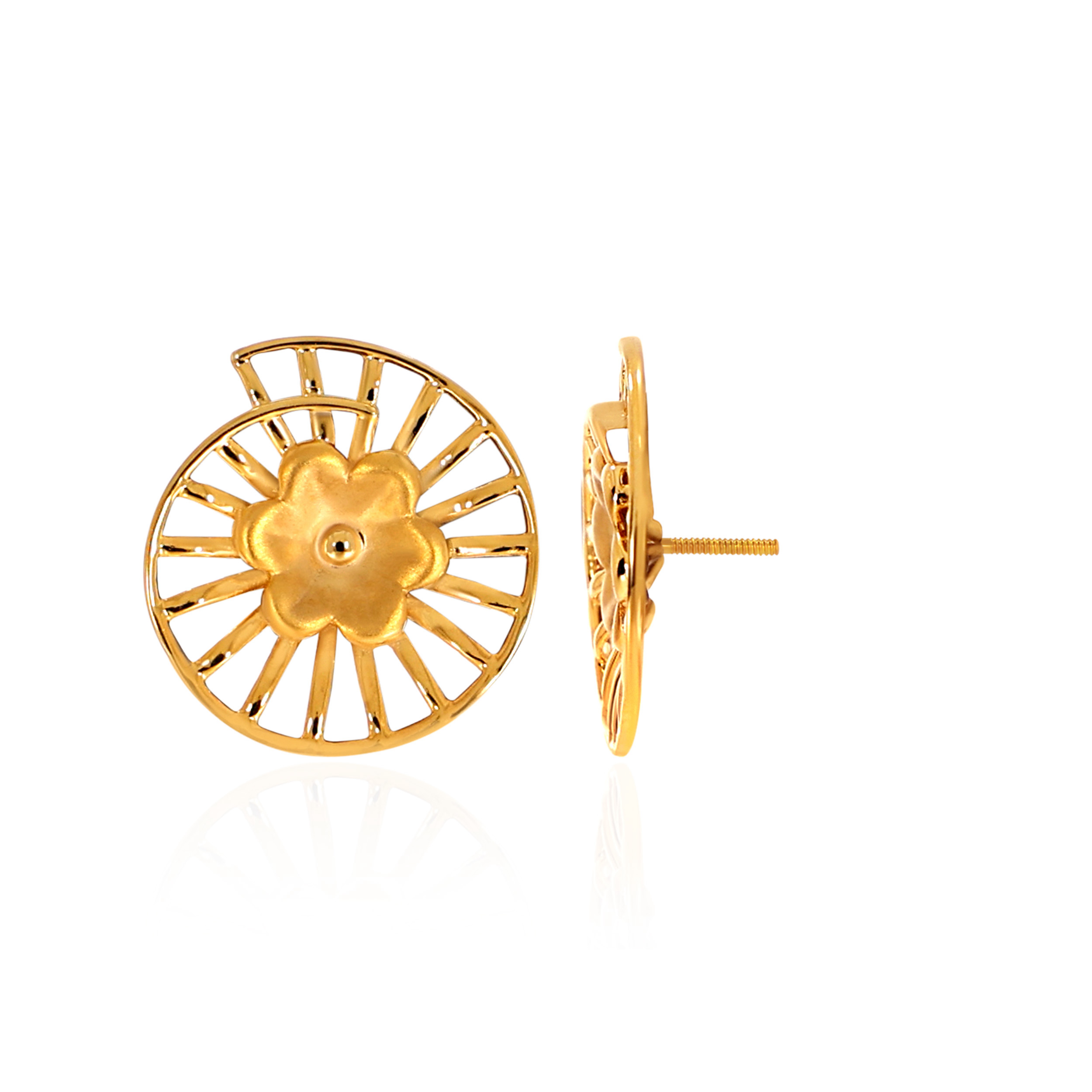 Blossoming Whirl Gold Studs - Senco Gold and Diamonds