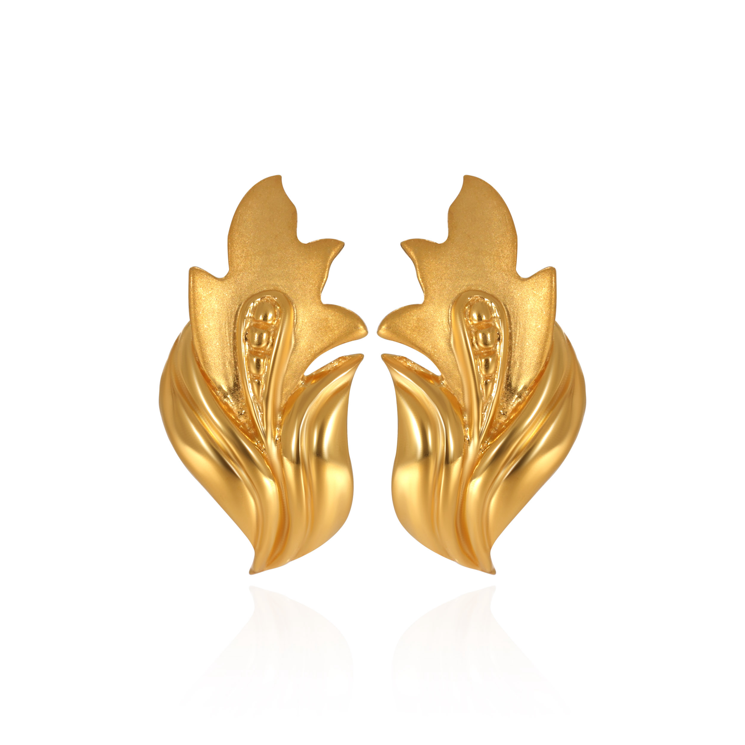 Leaf Harmony Gold Studs - Senco Gold and Diamonds