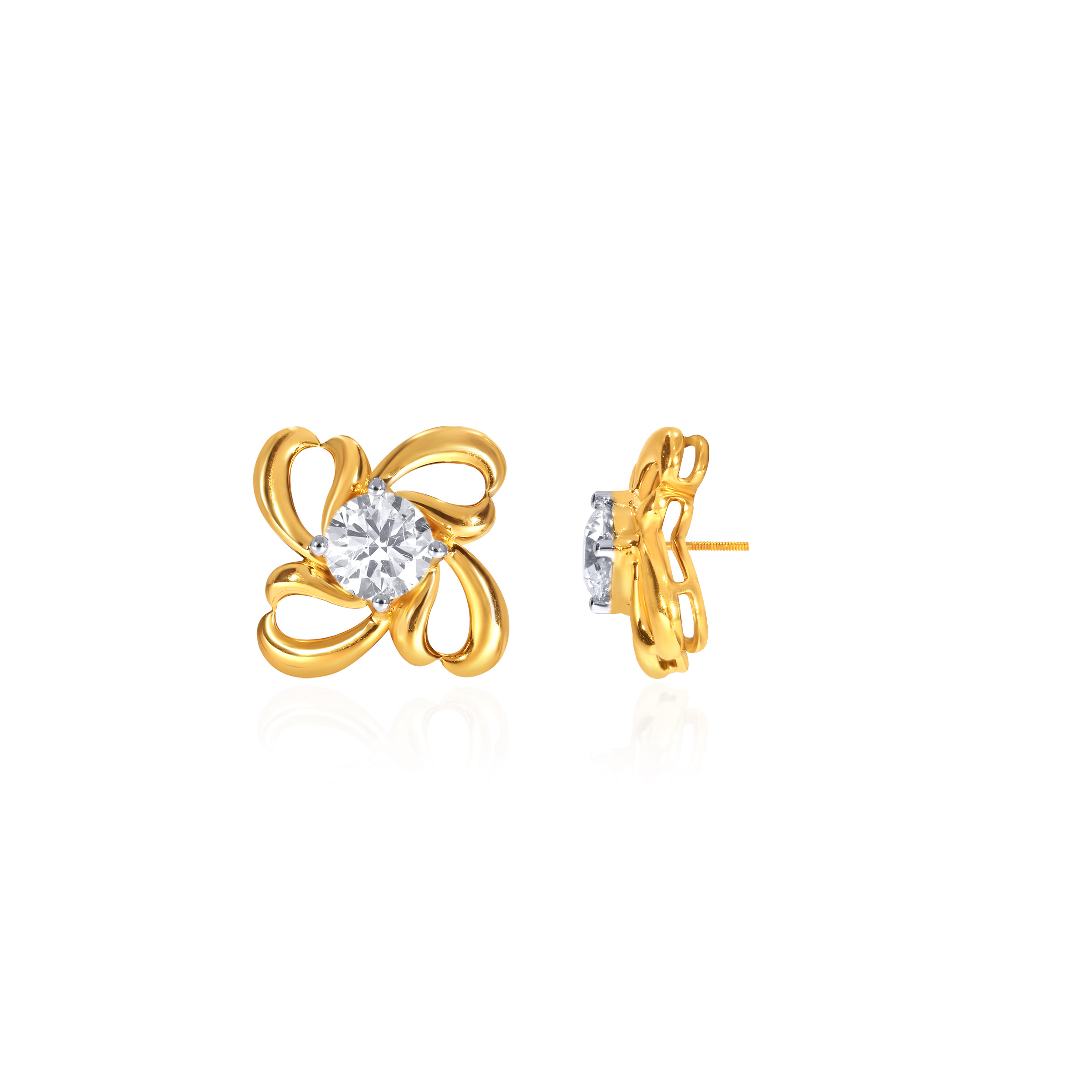 Blissful Petals Solitaire Studs - Senco Gold and Diamonds