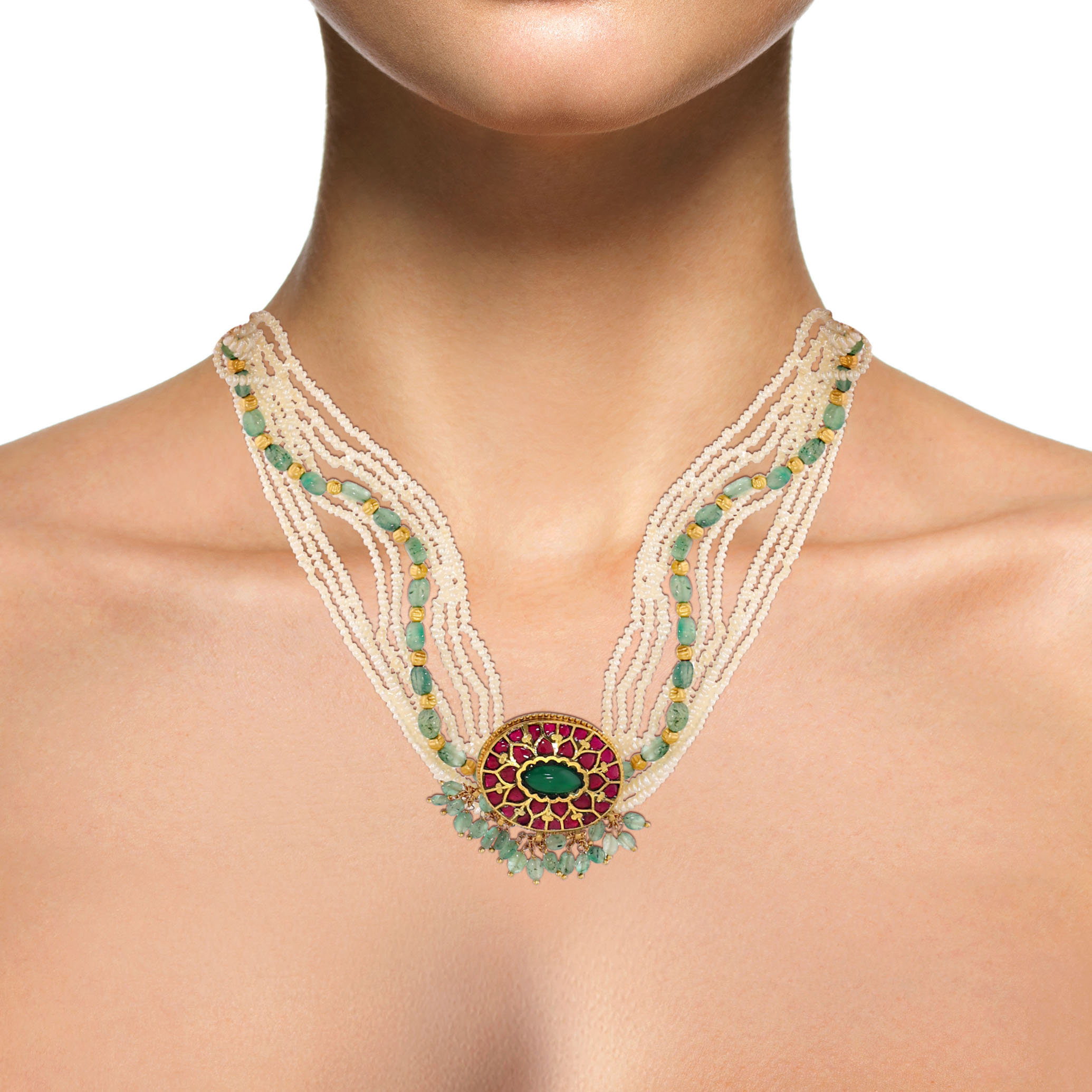 22K Yellow Gold Kundan Necklace-GN-D000788448 - Senco Gold and Diamonds