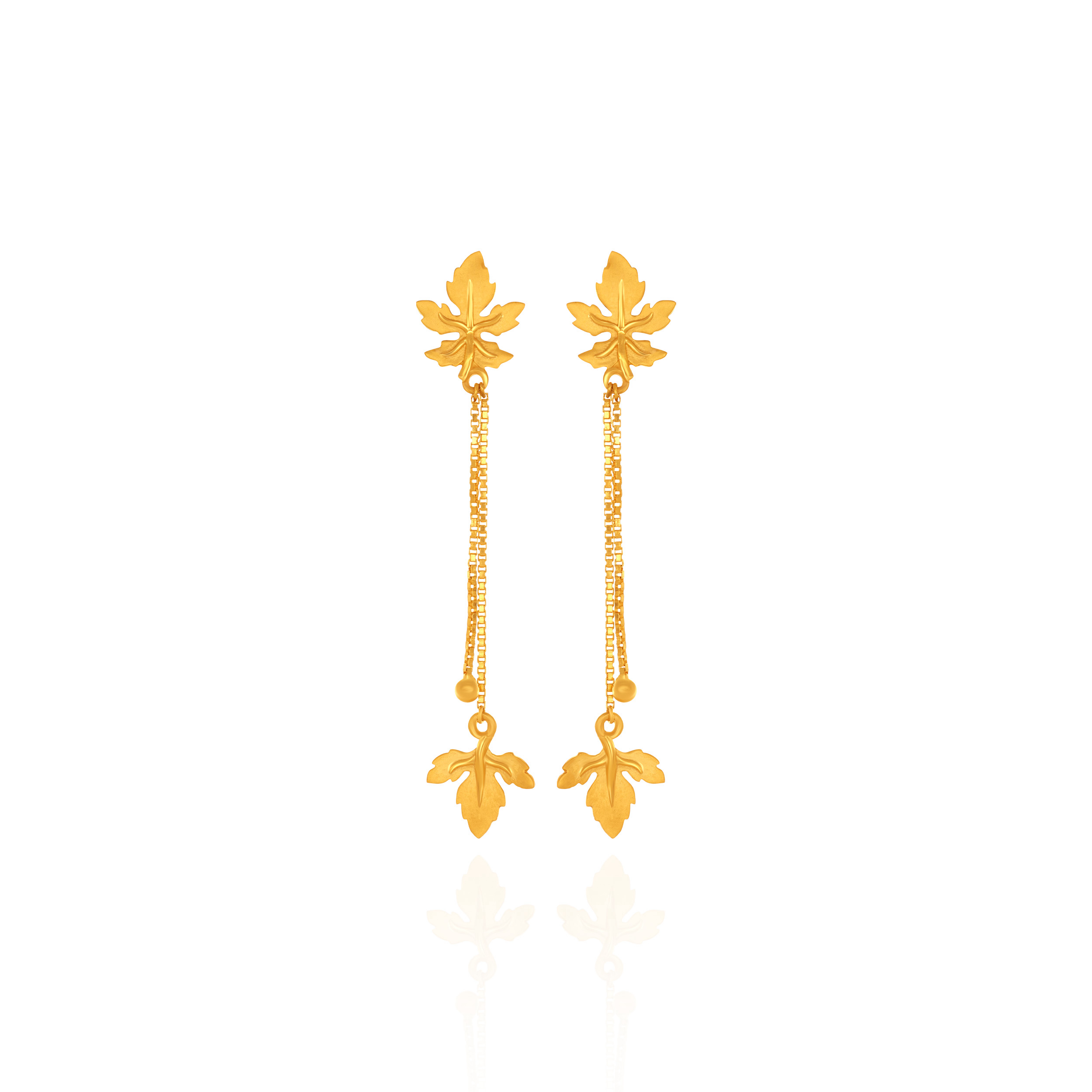 Romantic Leaf Motif Gold Earrings - Senco Gold and Diamonds