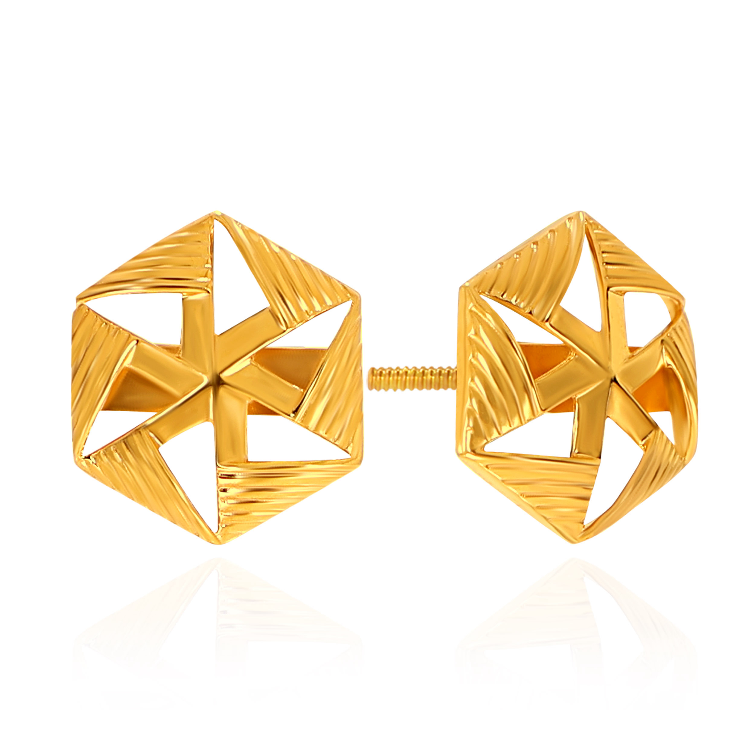 Edge & Elegance Gold Studs - Senco Gold and Diamonds