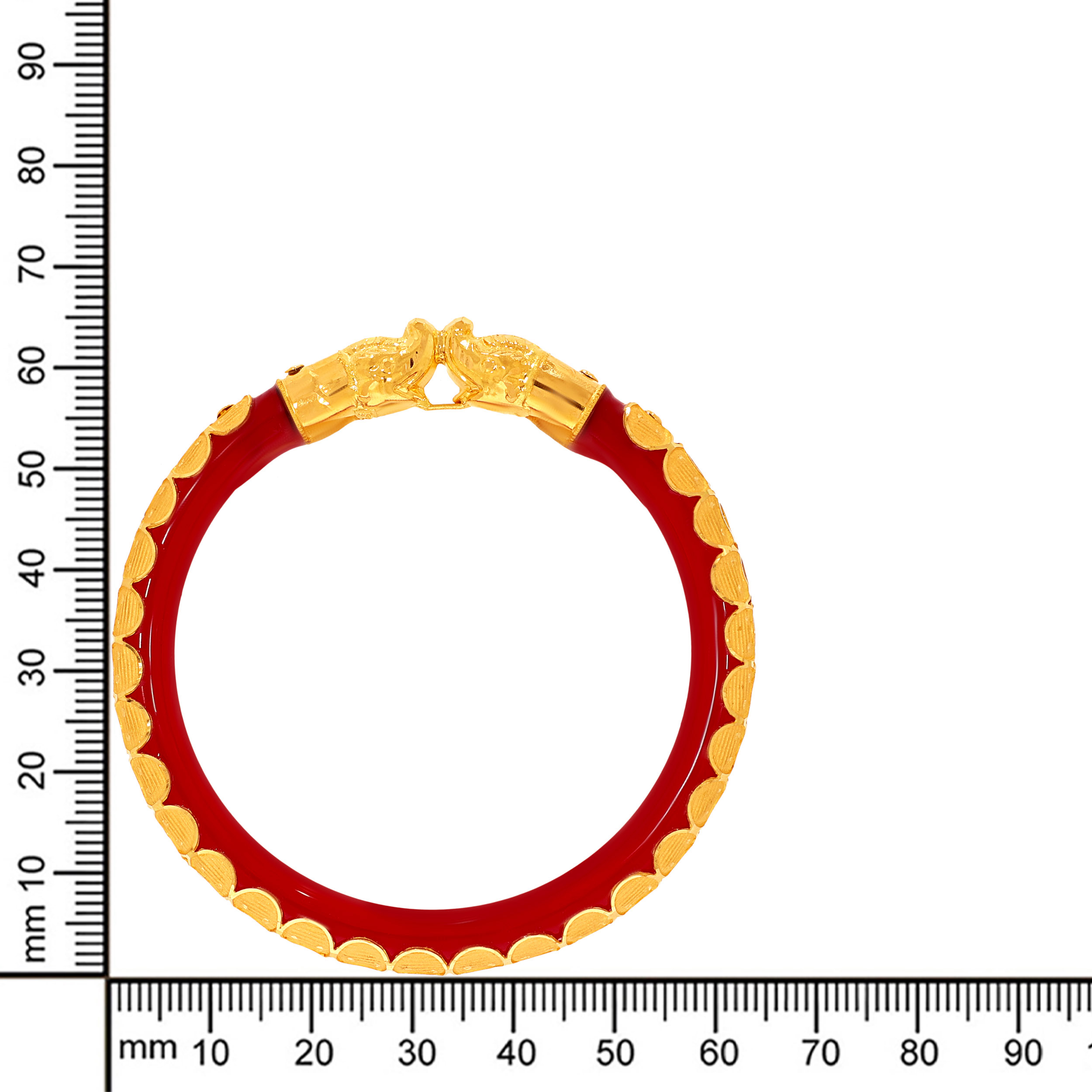 Regal Red Heritage Gold Mukh Pola Bangle - Senco Gold and Diamonds