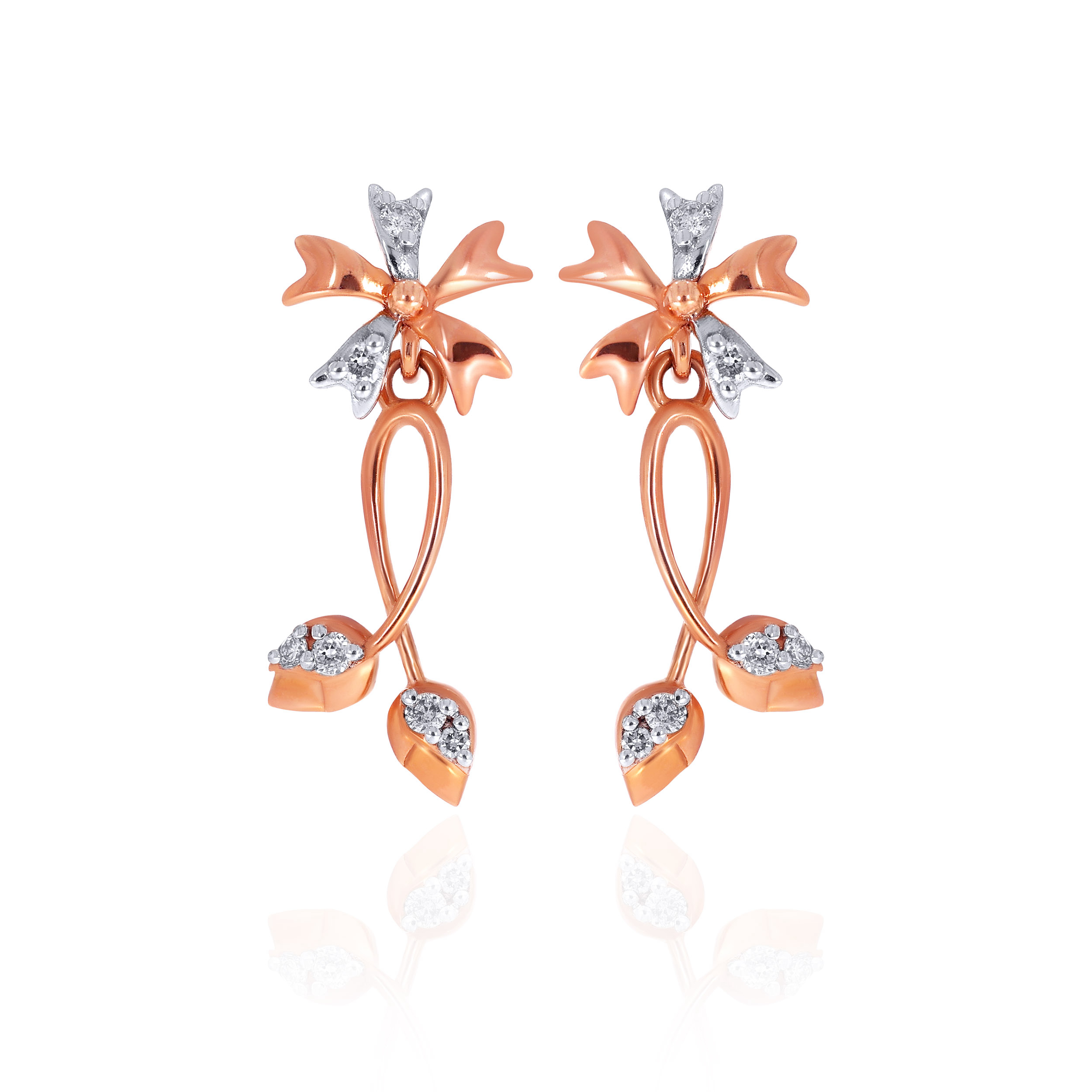 Divine Bloom Diamond Drop Earrings - Senco Gold and Diamonds