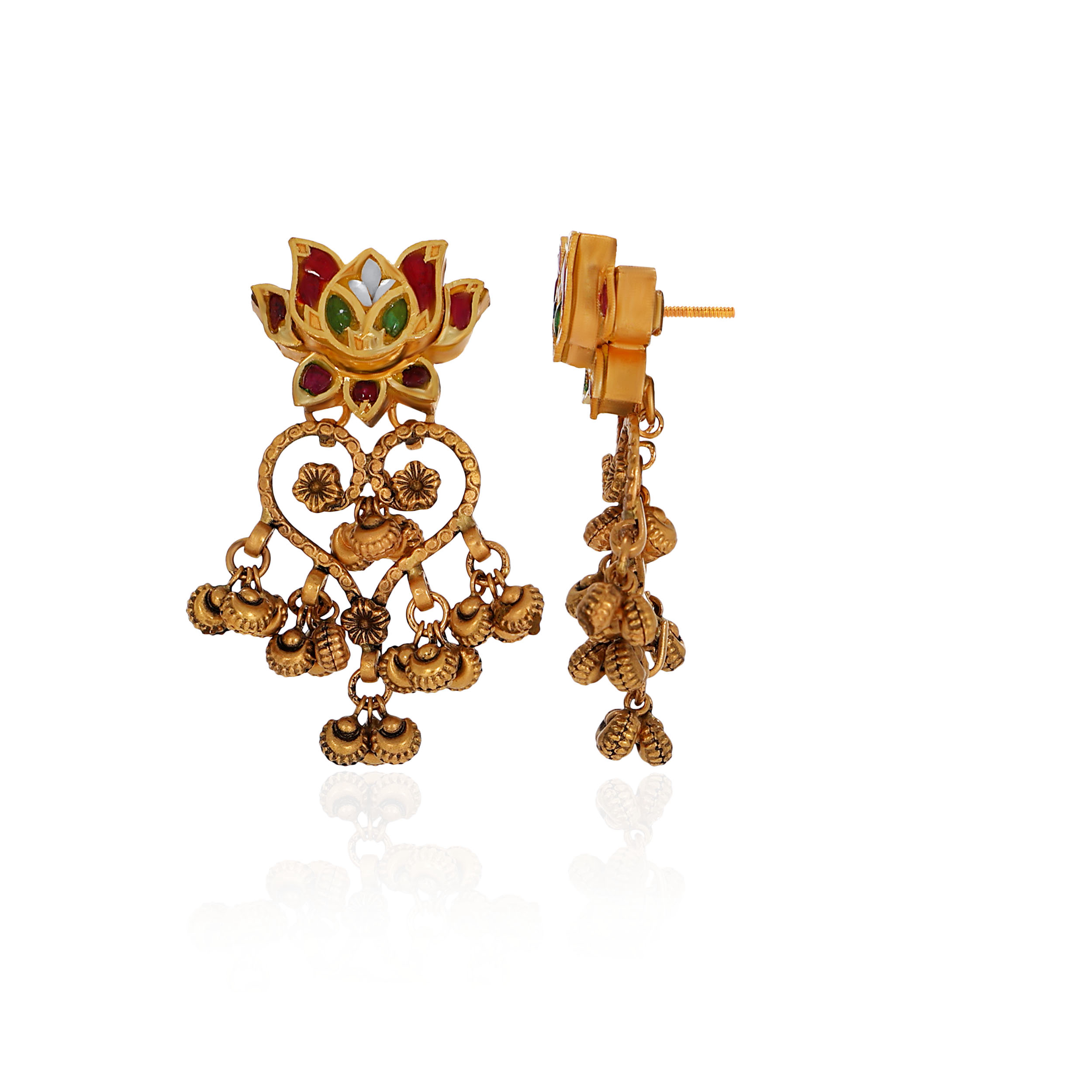 22K Yellow Gold Kundan Drop Earrings-GPGN-D000788466 - Senco Gold and Diamonds