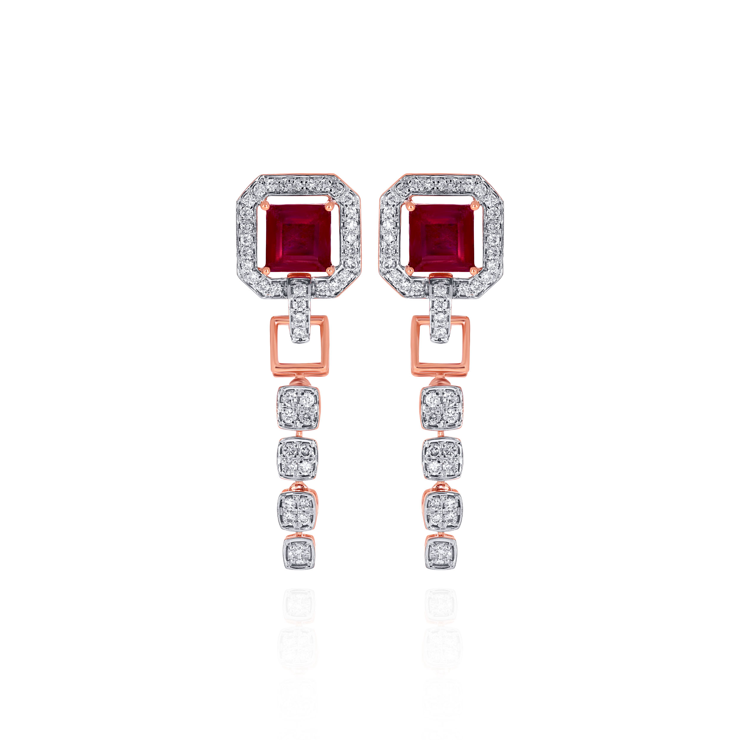 Scarlet Square Long Diamond Earrings - Senco Gold and Diamonds