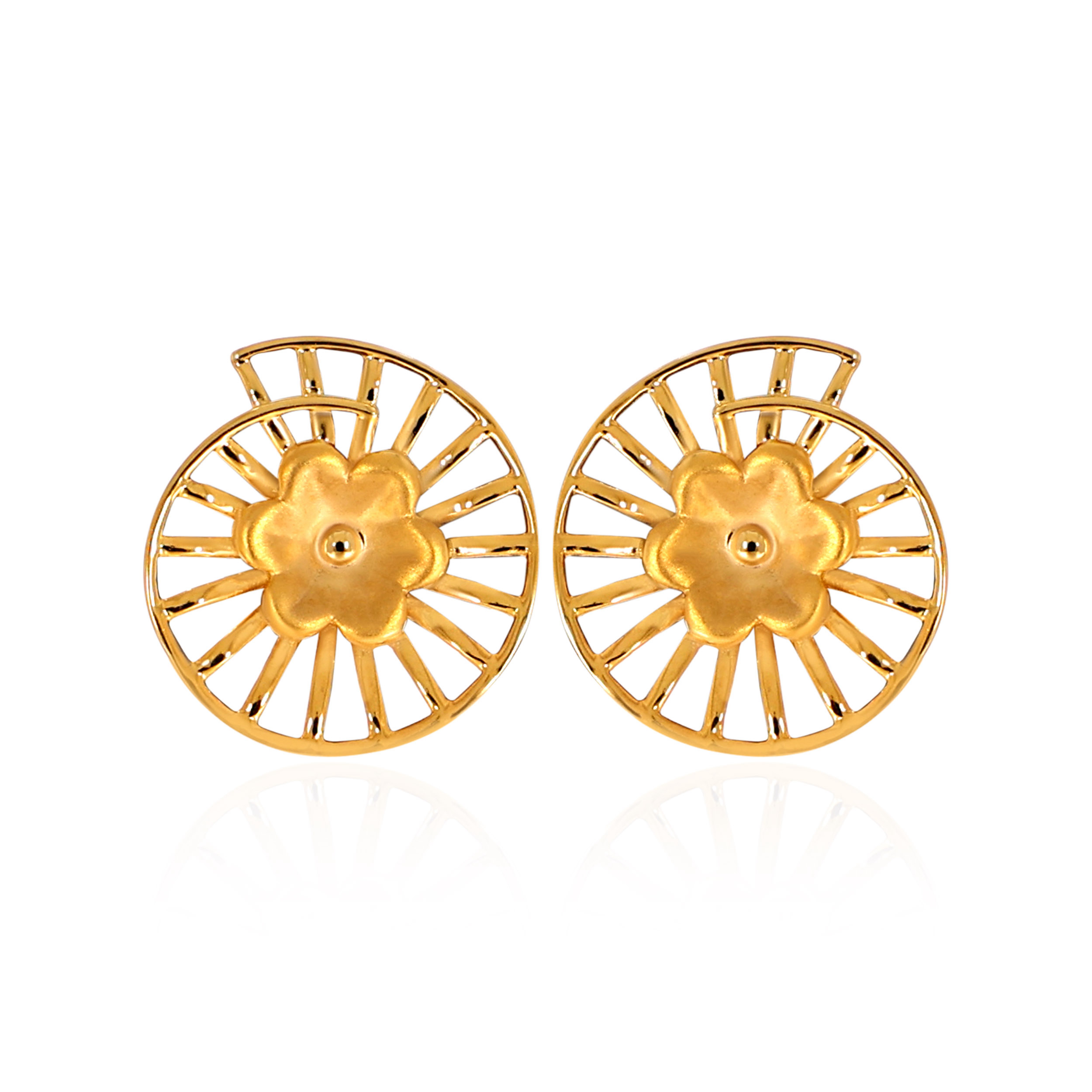 Blossoming Whirl Gold Studs - Senco Gold and Diamonds