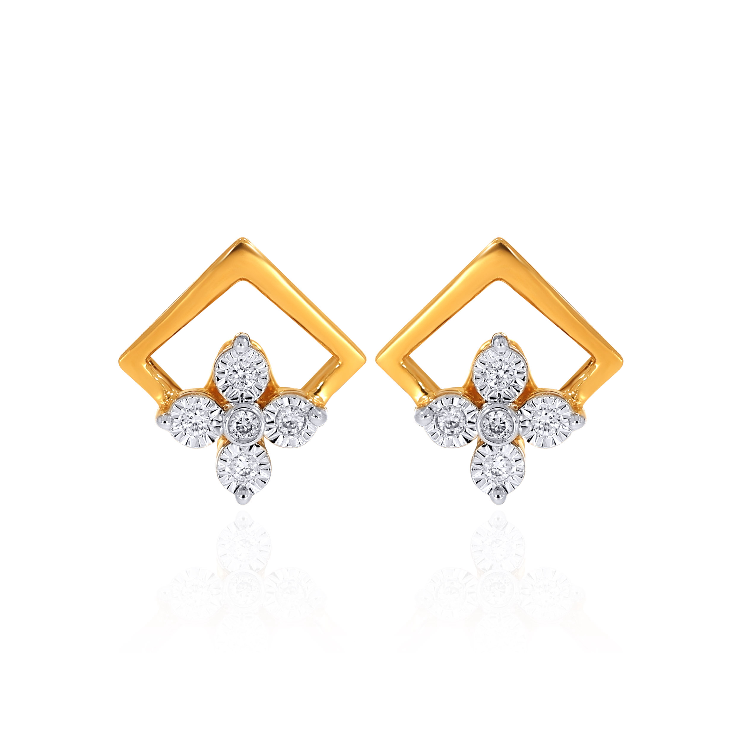 Floral Frame Diamond Studs - Senco Gold and Diamonds