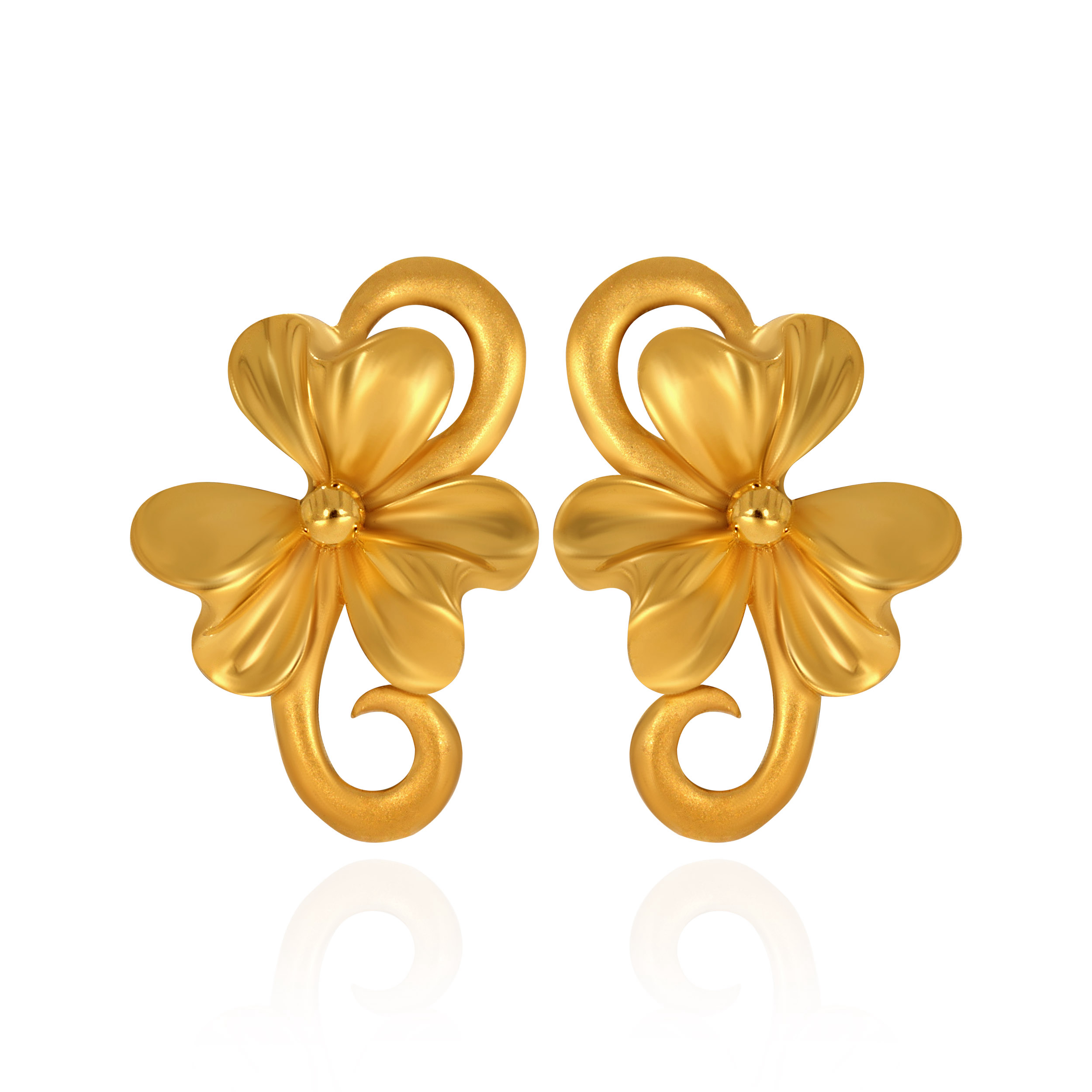 Fourfold Petal Gold Studs - Senco Gold and Diamonds