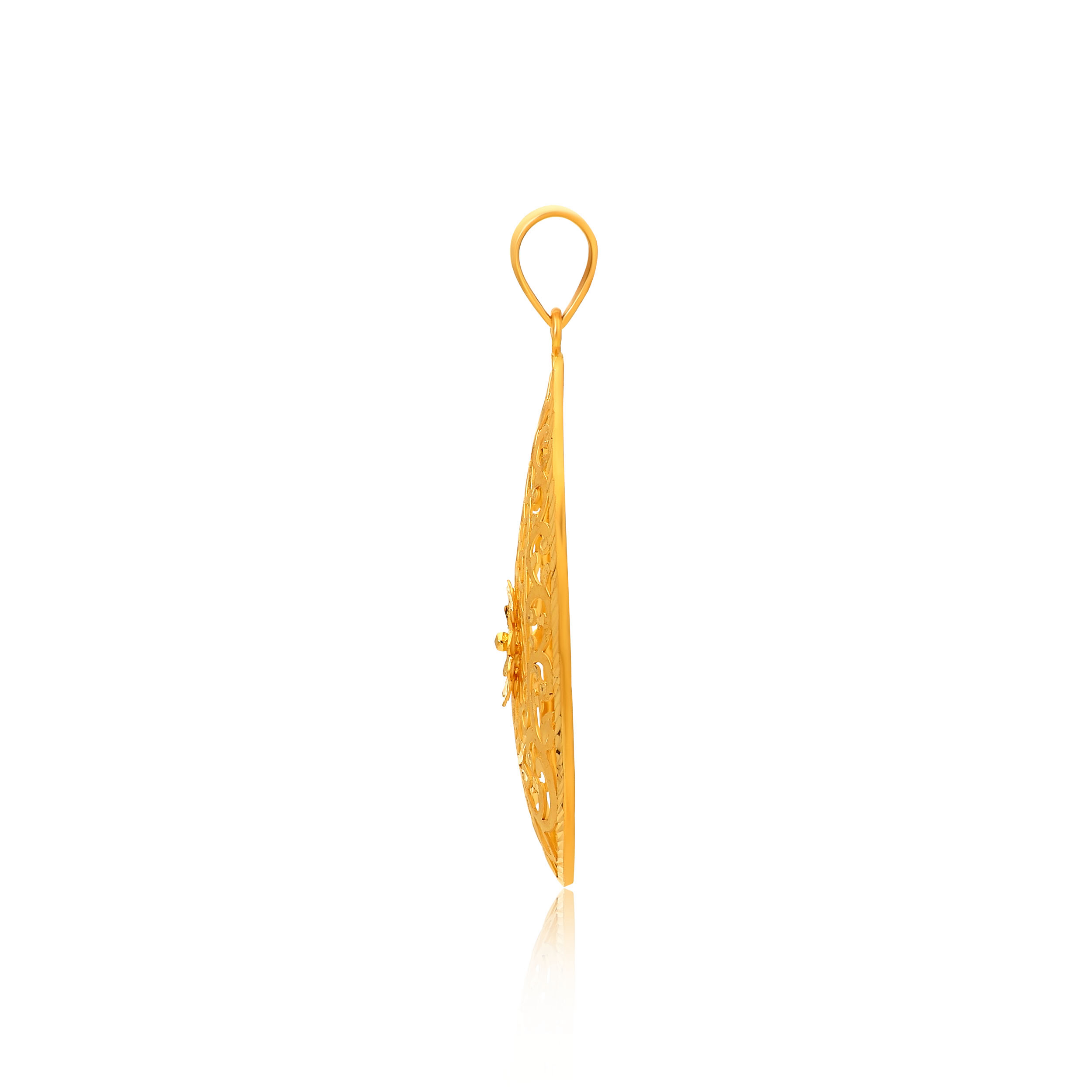 Sunlit Filigree Teardrop Gold Pendant - Senco Gold and Diamonds