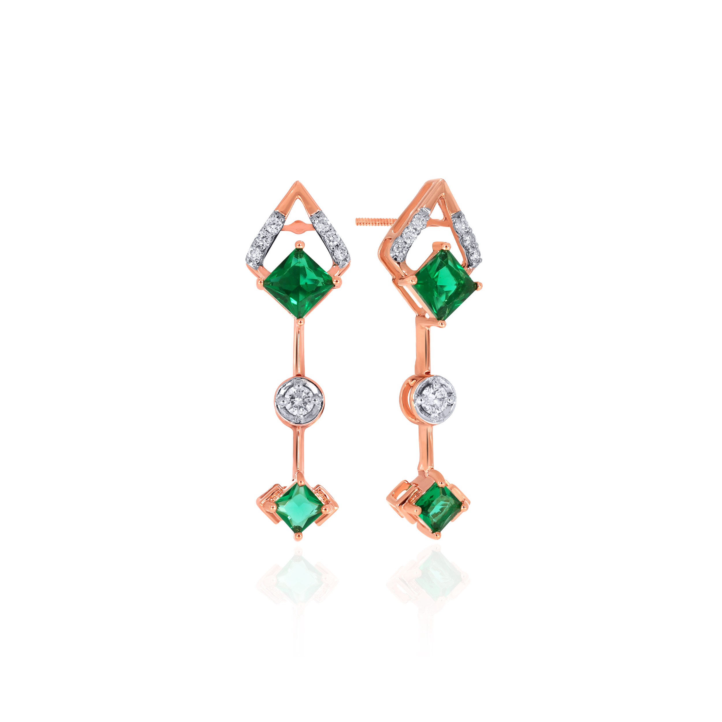 Gleaming Verdure Diamond Drop Earrings - Senco Gold and Diamonds