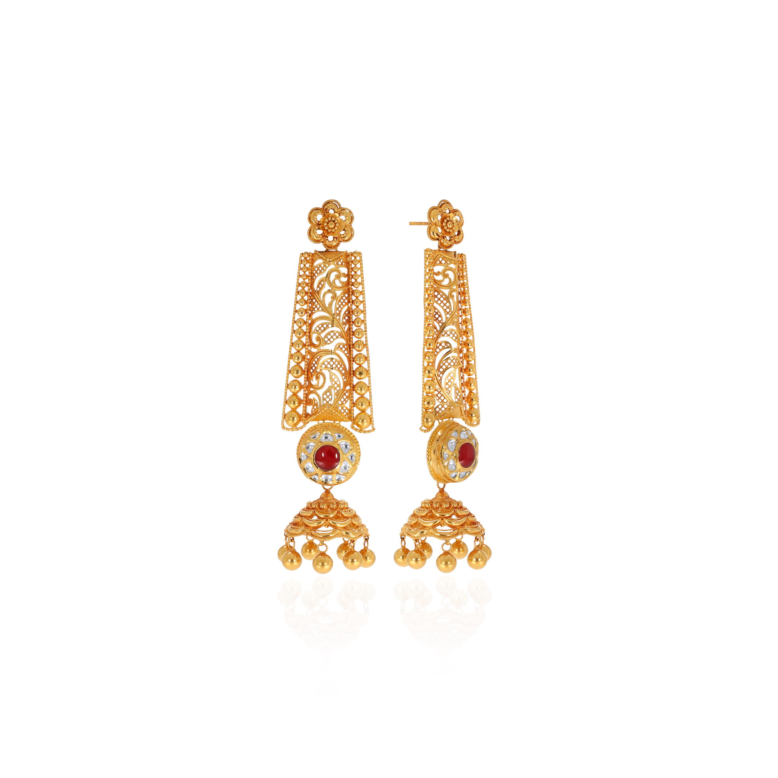 Traditional Art Antique Gold Kundan Danglers - Senco Gold and Diamonds