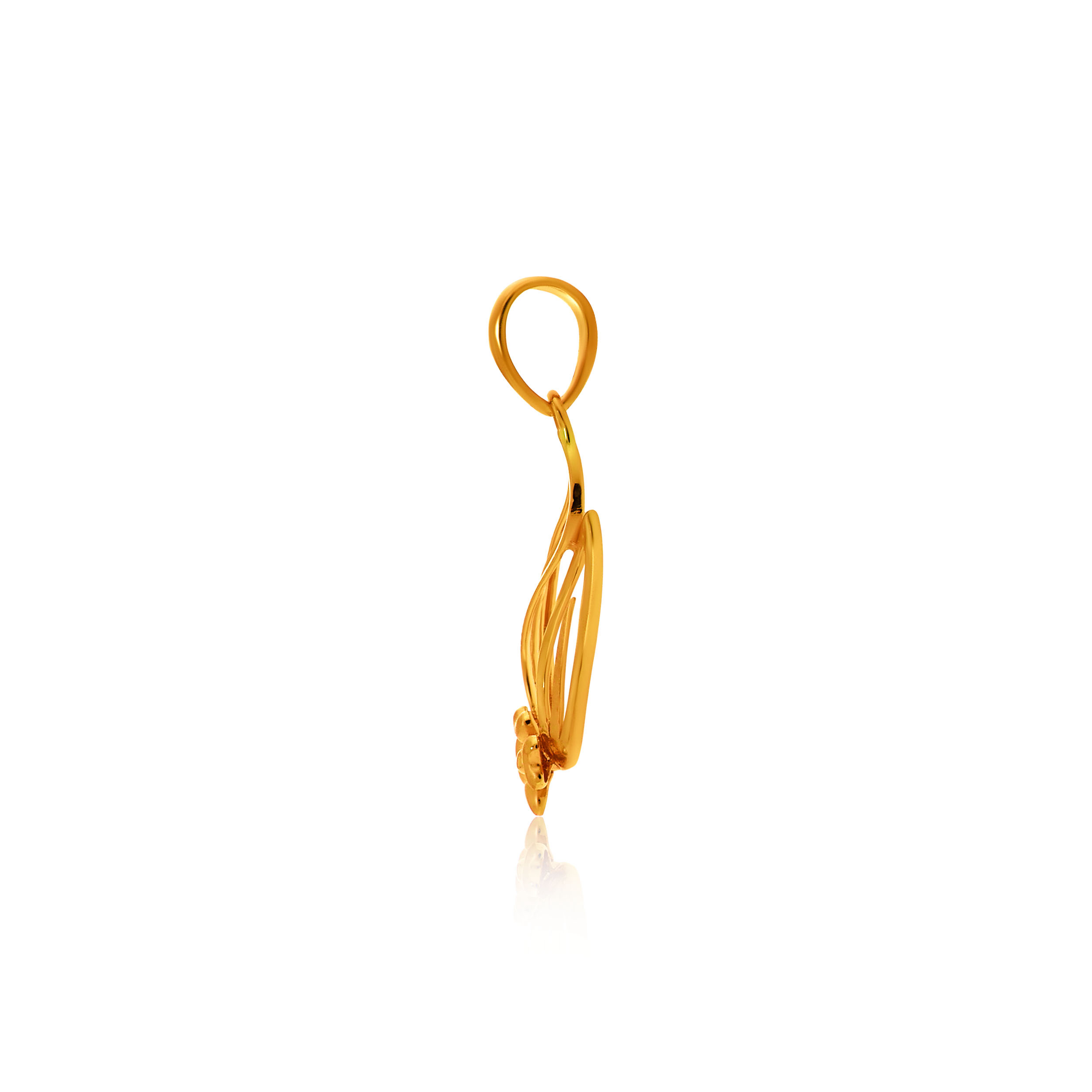 Sleek Floral Motif Gold Pendant - Senco Gold and Diamonds