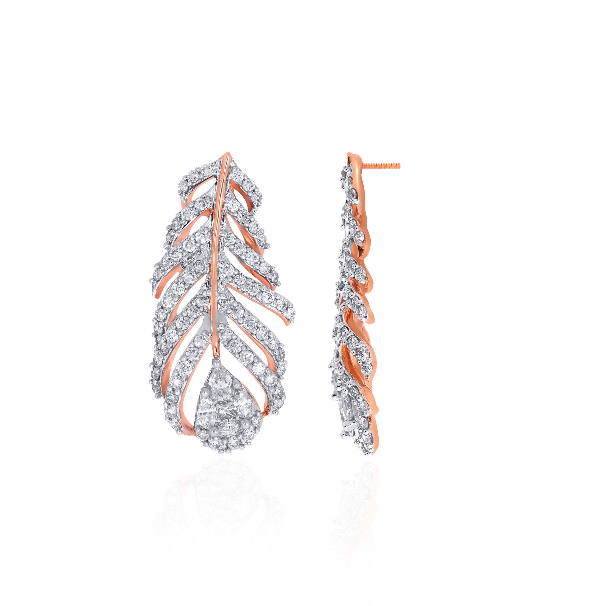 Feathery Shimmer Diamond Studs - Senco Gold and Diamonds