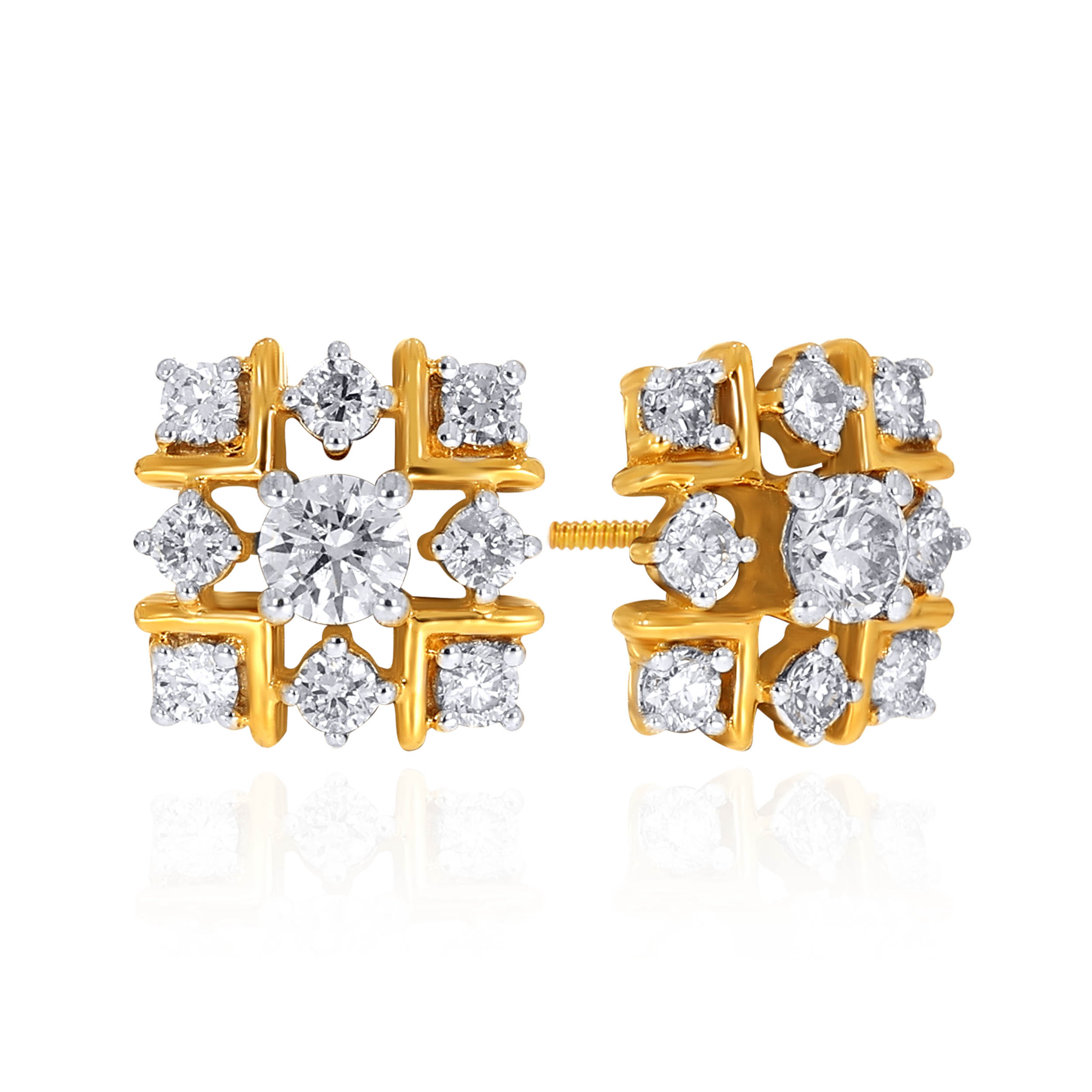 18K Yellow Gold Diamond Studs Earrings-DT-D000651027 - Senco Gold and Diamonds