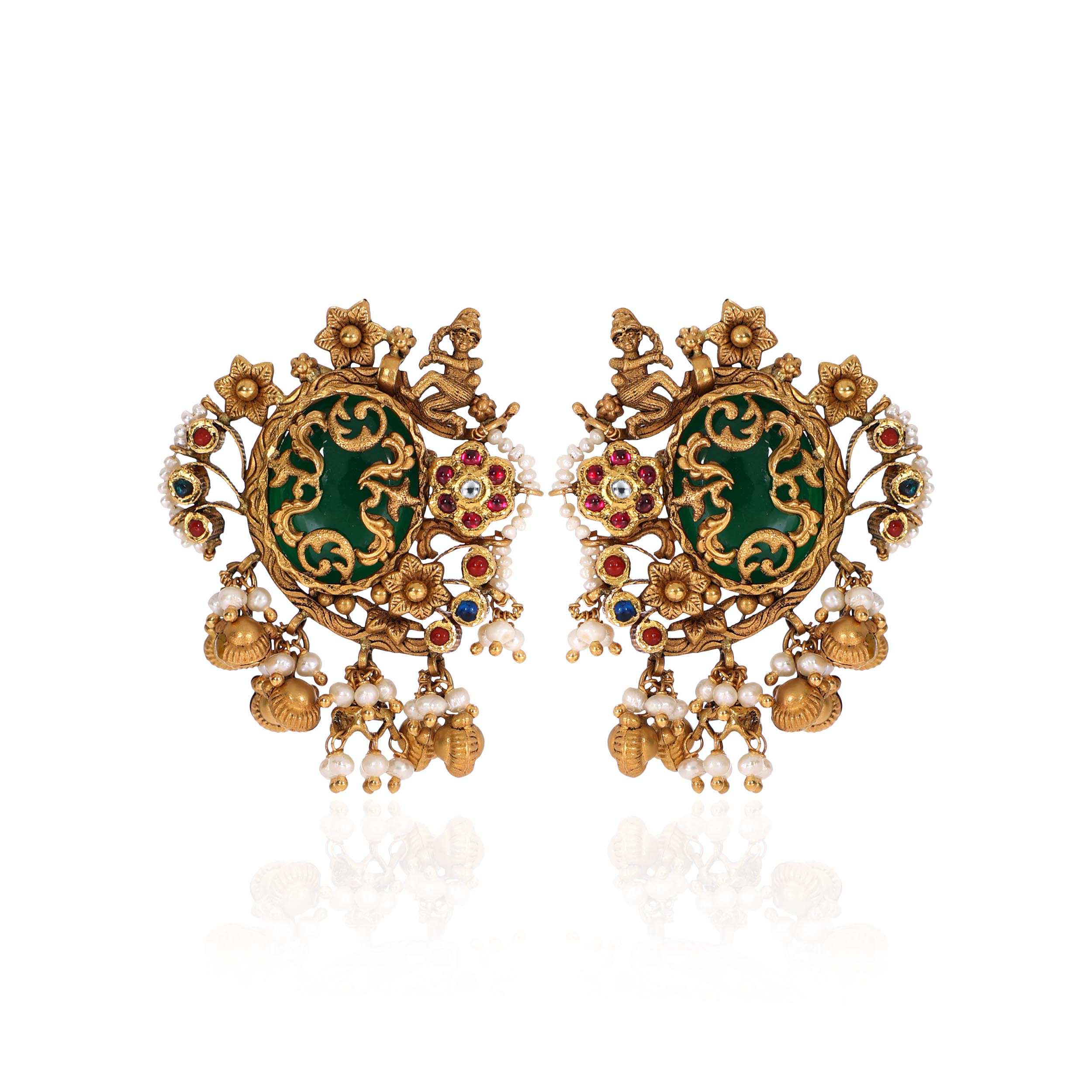 22K Yellow Gold Kundan Earrings-GPGN-D000782905 - Senco Gold and Diamonds