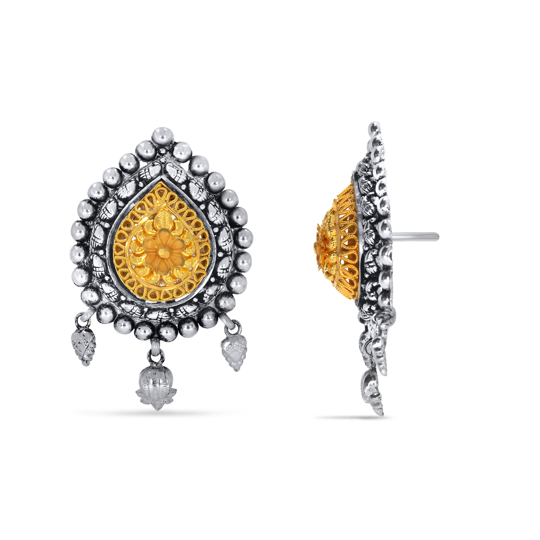 Dramatic Droplet Gold Studs - Senco Gold and Diamonds
