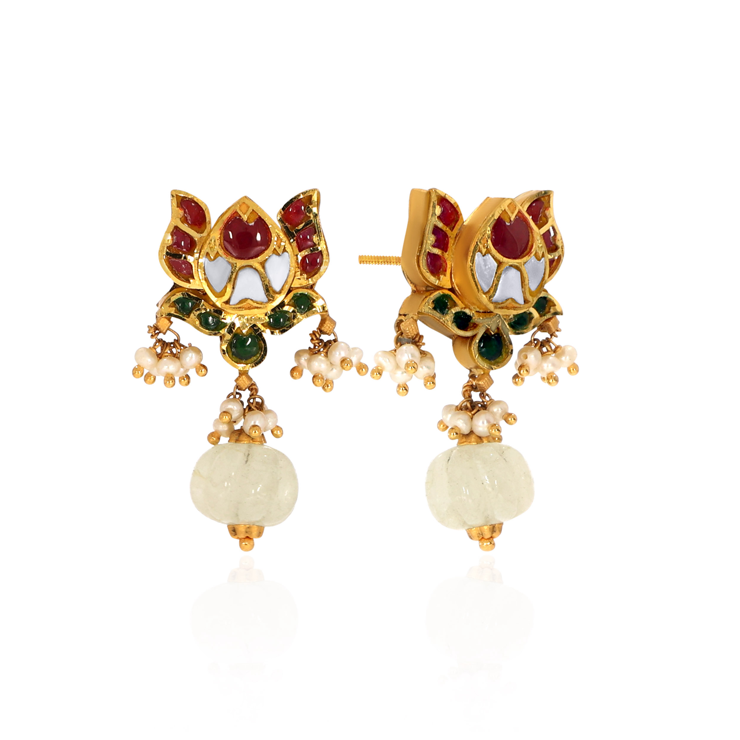 22K Yellow Gold Kundan Earrings-GPGN-D000788460 - Senco Gold and Diamonds
