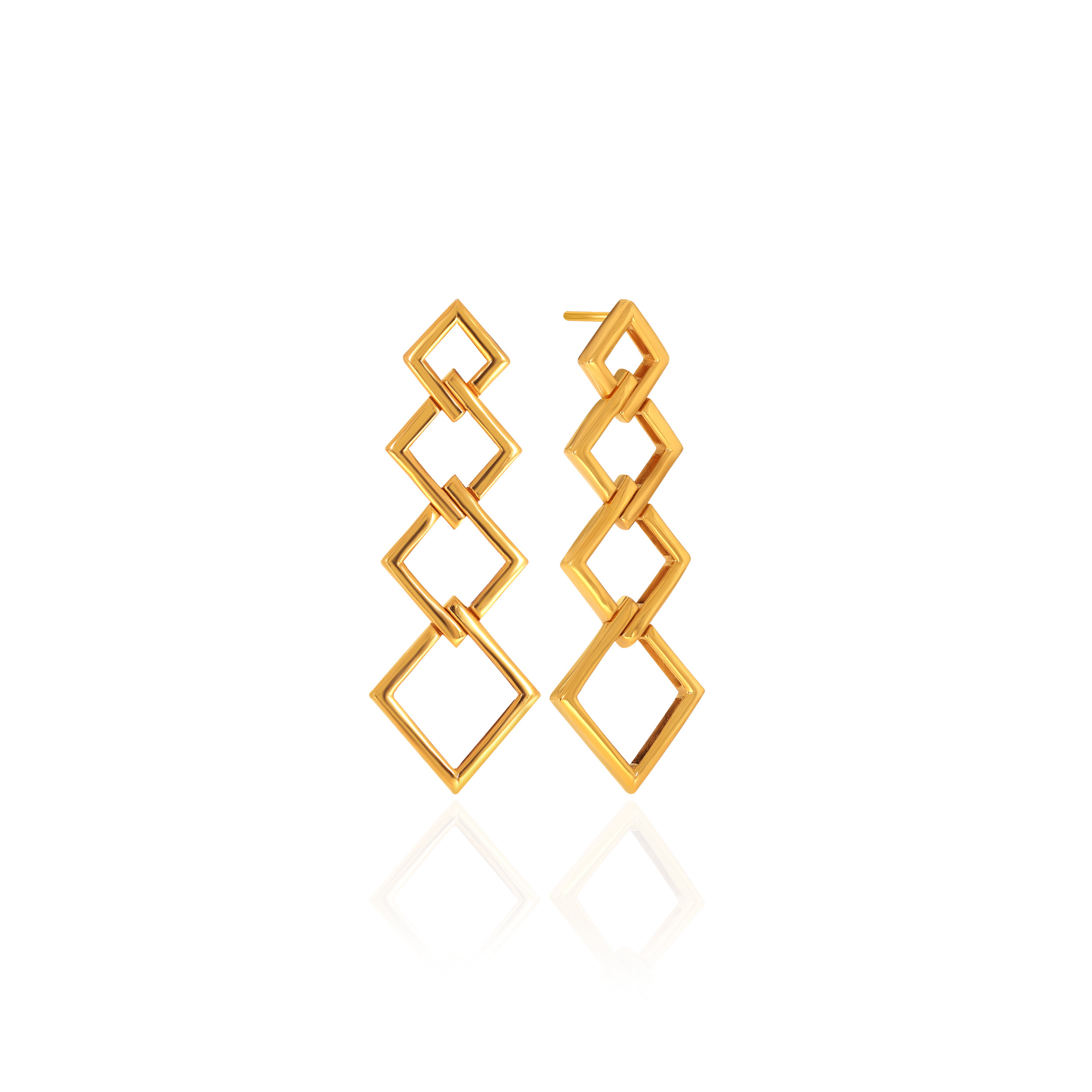Striking Geometric Frame Gold Earrings - Senco Gold and Diamonds