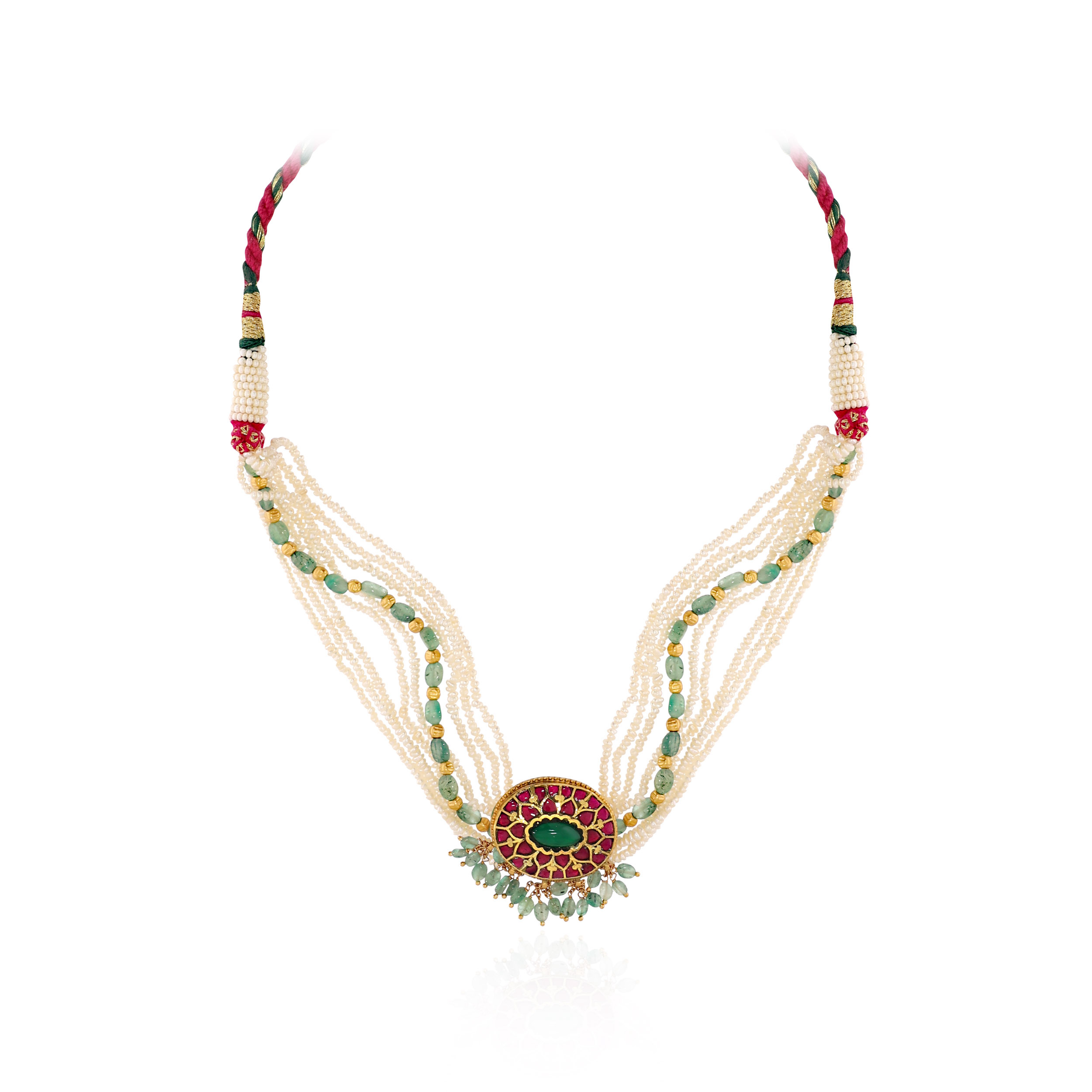 22K Yellow Gold Kundan Necklace-GN-D000788448 - Senco Gold and Diamonds