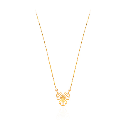 Petal Fan Gold Chain Pendant - Senco Gold and Diamonds