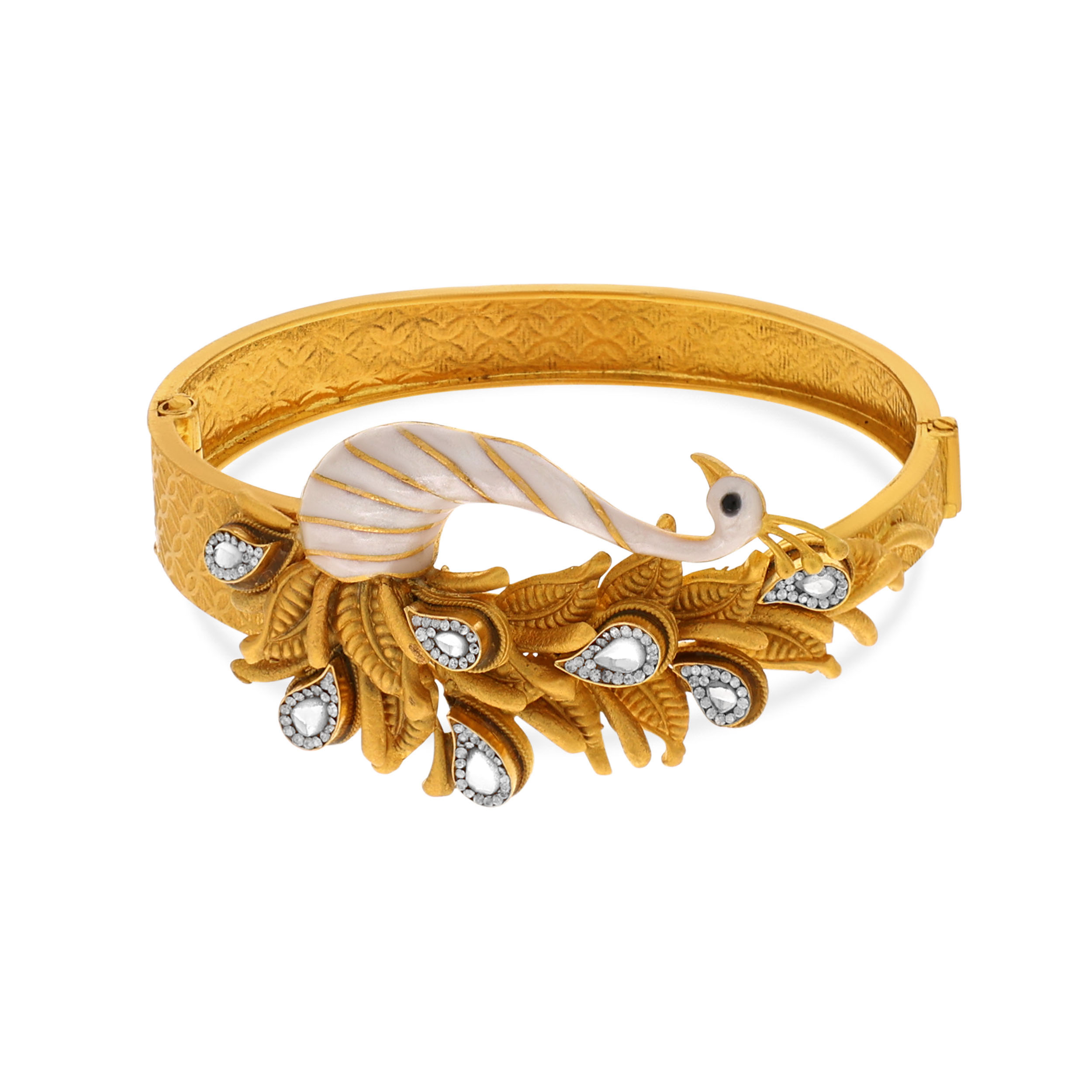 22K Yellow Gold Antique Kundan Bangle-GCH-D000760641 - Senco Gold and Diamonds