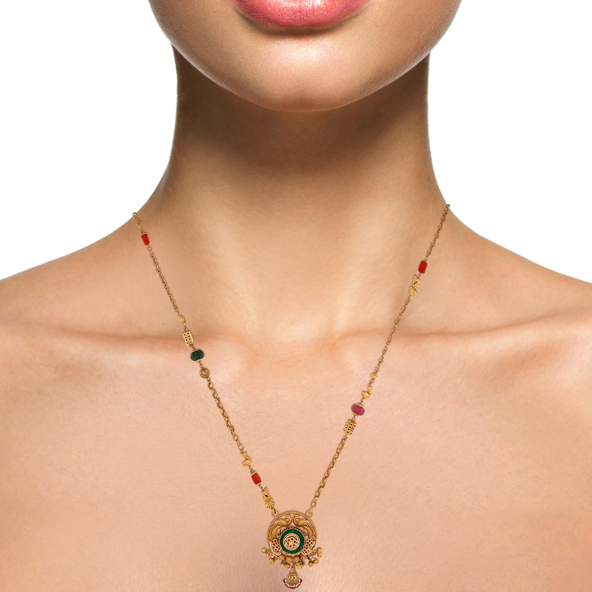 22K Yellow Gold Kundan Necklace-GN-D000788433 - Senco Gold and Diamonds