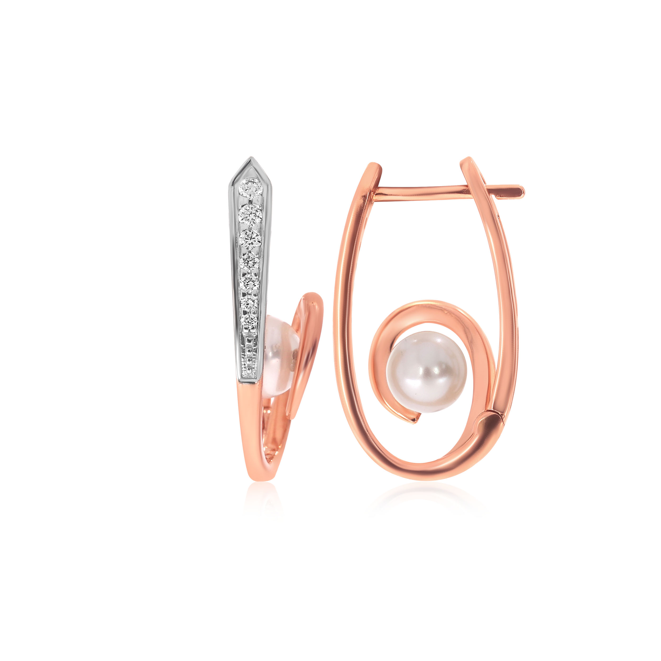 Snowy Swirl Diamond Hoop Earrings - Senco Gold and Diamonds