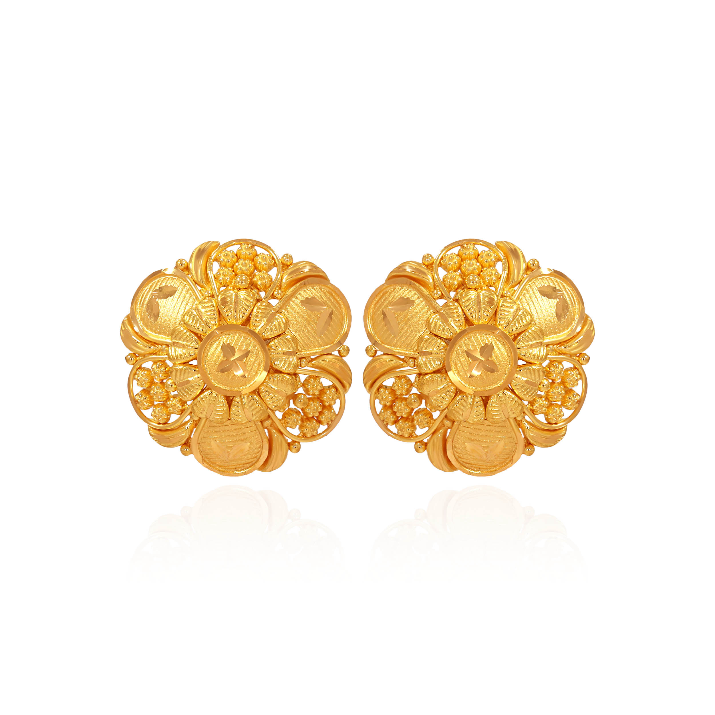 Traditional Bloom Gold Earrings - Senco Gold and Diamonds